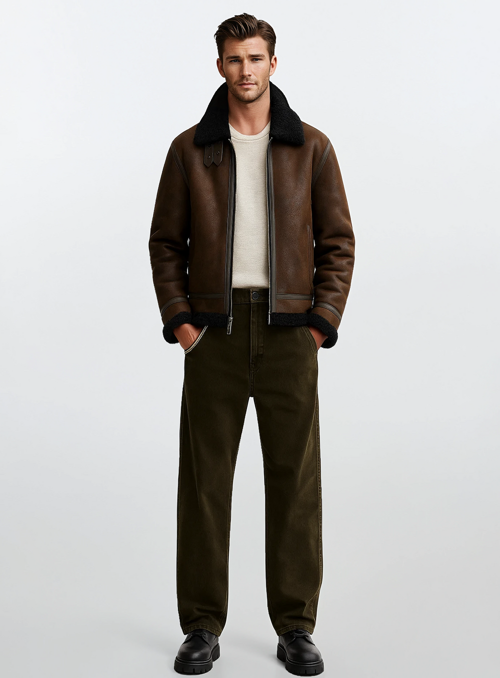 BRADLEY | Alt-Shearling Aviator Jacket || BRADLEY | Blouson Aviateur en Shearling Alternatif