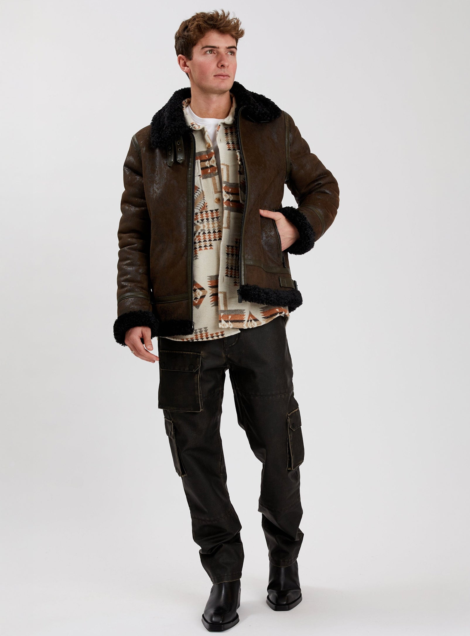 ブランドン BRADLEY | Aviator vegan shearling jacket – Point Zero