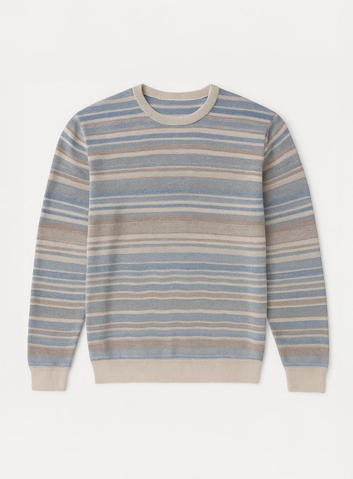 OREN | Cotton Crewneck Stripe Long-Sleeve Sweater|| OREN | Pull En Coton À Col Rond Et Rayures À Manches Longues