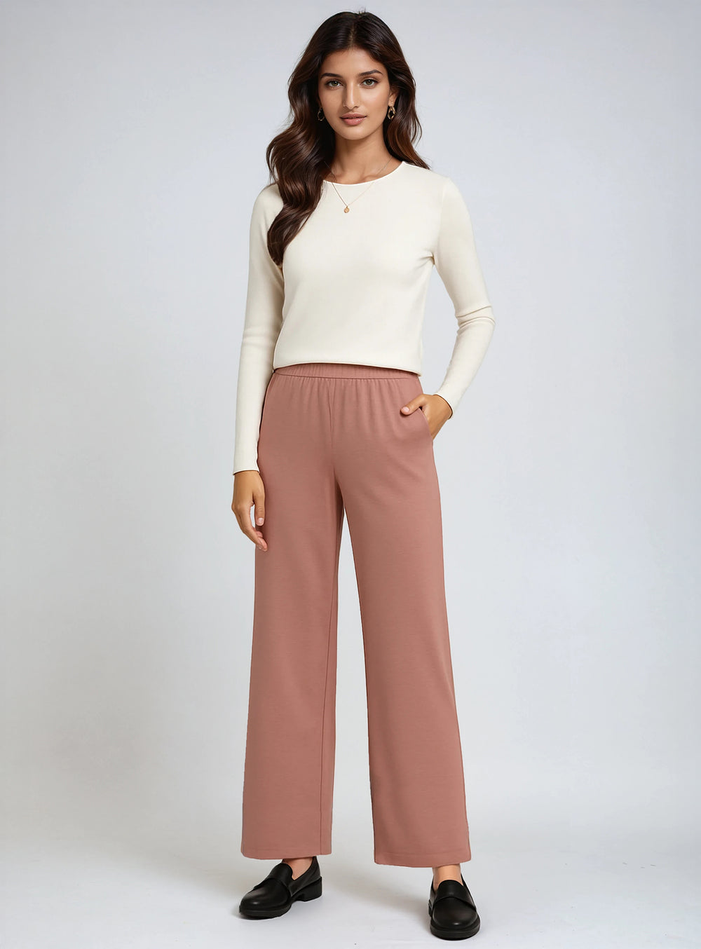 ALINA | Elastic-Waist Straight-Leg Comfort Tek-Knit Pant|| ALINA | Pantalon droit Tek Confort à taille élastique