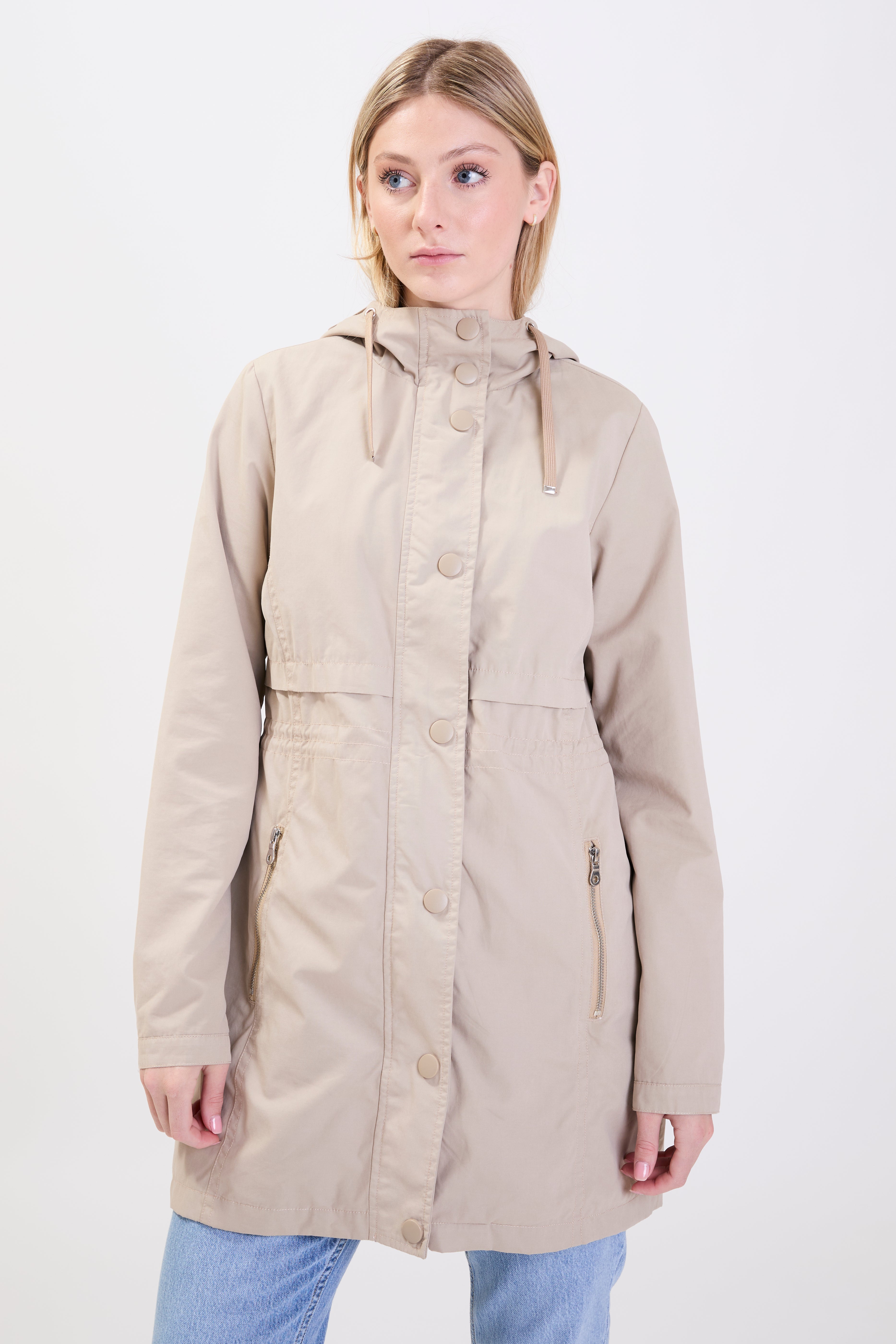 Beige raincoat with hood online