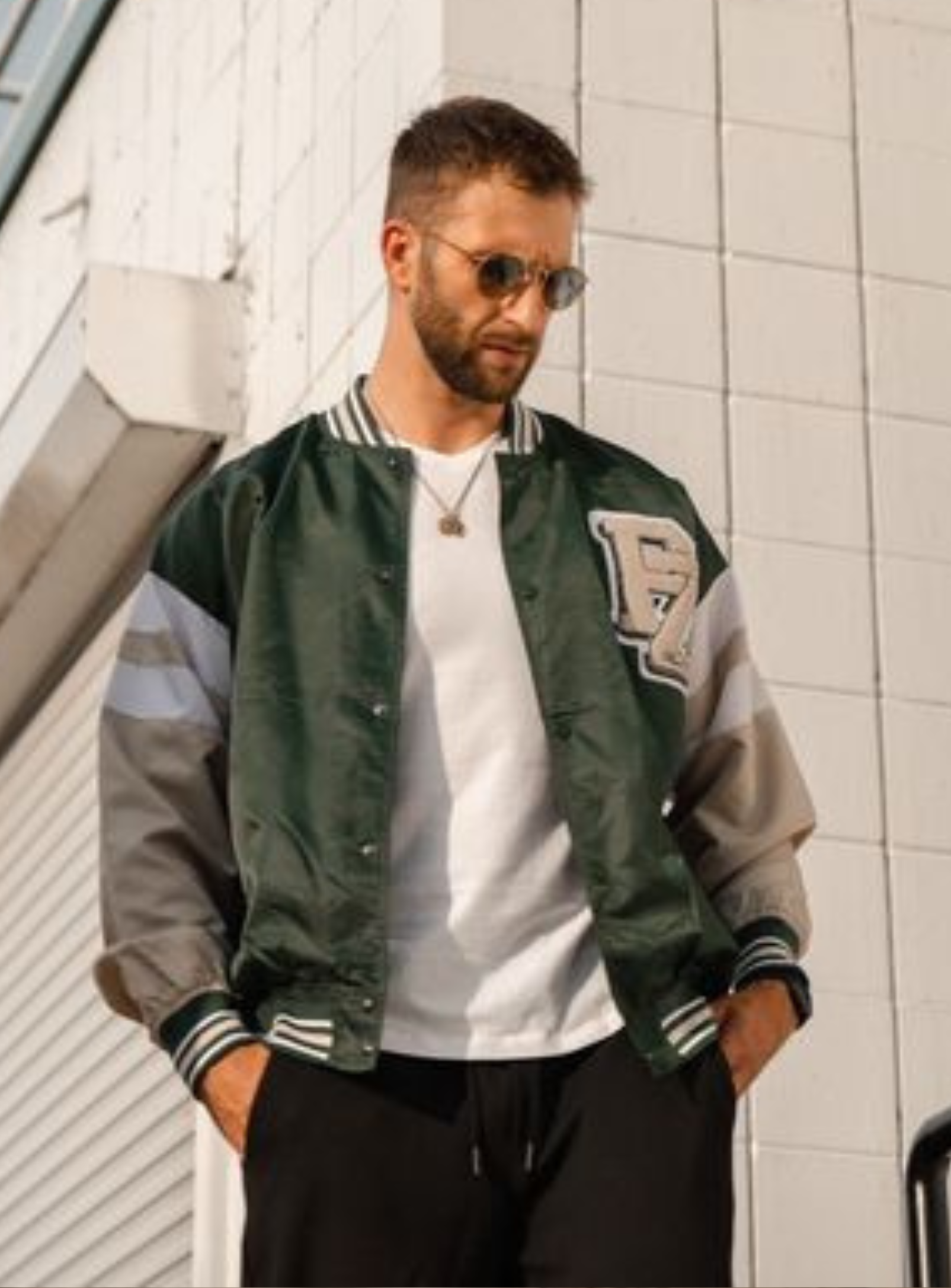 Men's Green College Jacket, Green Mens Varsity Jacket