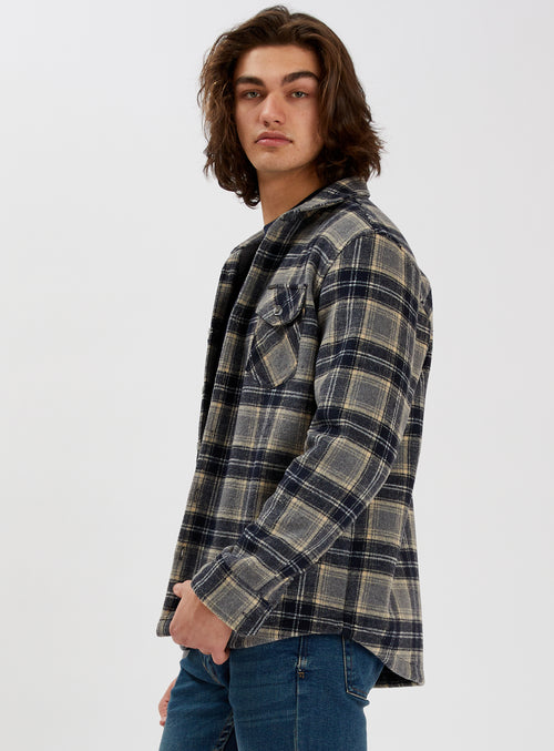 BANFF | Checkered Flannel/Polar Fleece double sided Overshirt||BANFF | Surchemise double face en flanelle et polaire à carreaux