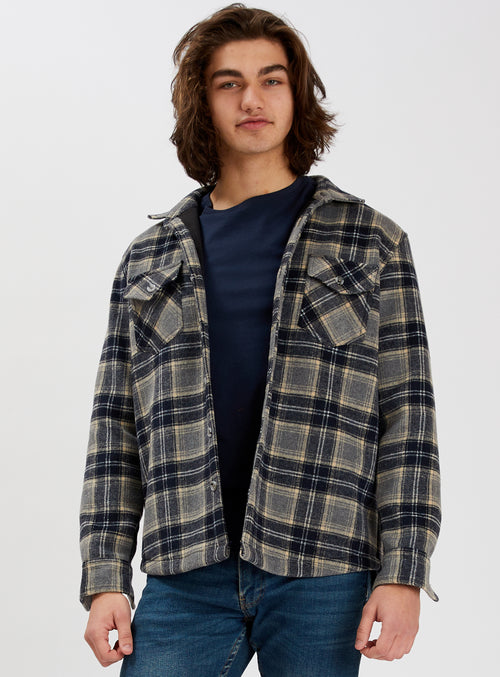 BANFF | Checkered Flannel/Polar Fleece double sided Overshirt||BANFF | Surchemise double face en flanelle et polaire à carreaux