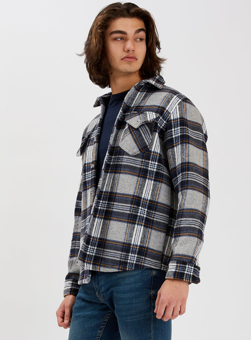 ELIJAH | Poly Check Over Shirt || ELIJAH | Chemise à carreaux en poly