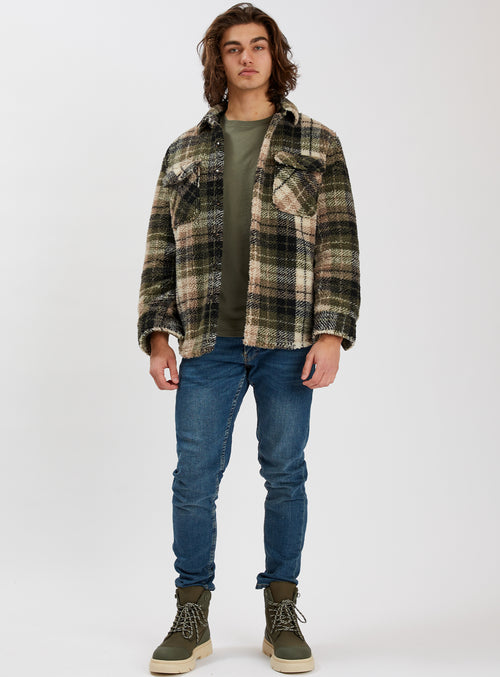 JULIEN |Quilted and Padded Sherpa Flannel Overshirt ||JULIEN | Surchemise en flanelle Sherpa matelassée et rembourrée