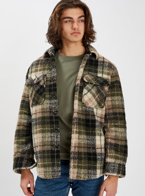 JULIEN |Quilted and Padded Sherpa Flannel Overshirt ||JULIEN | Surchemise en flanelle Sherpa matelassée et rembourrée