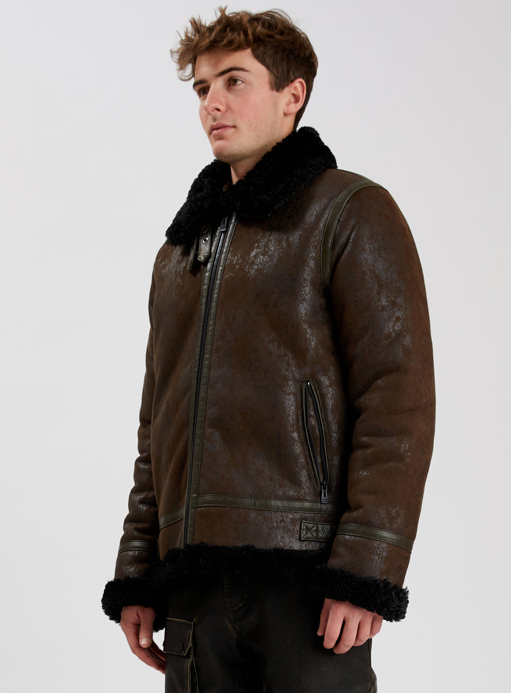 BRADLEY | Aviator vegan shearling jacket ||  BRADLEY | Blouson aviateur en faux sherling