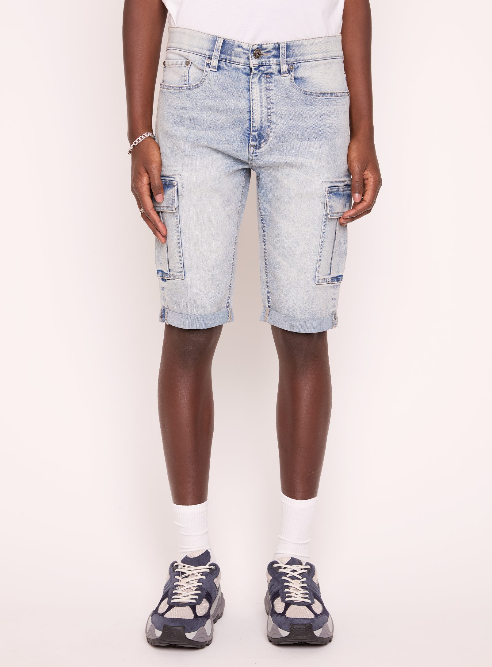 RUSSELL | 12 inch Denim Cargo Bermuda With Pockets