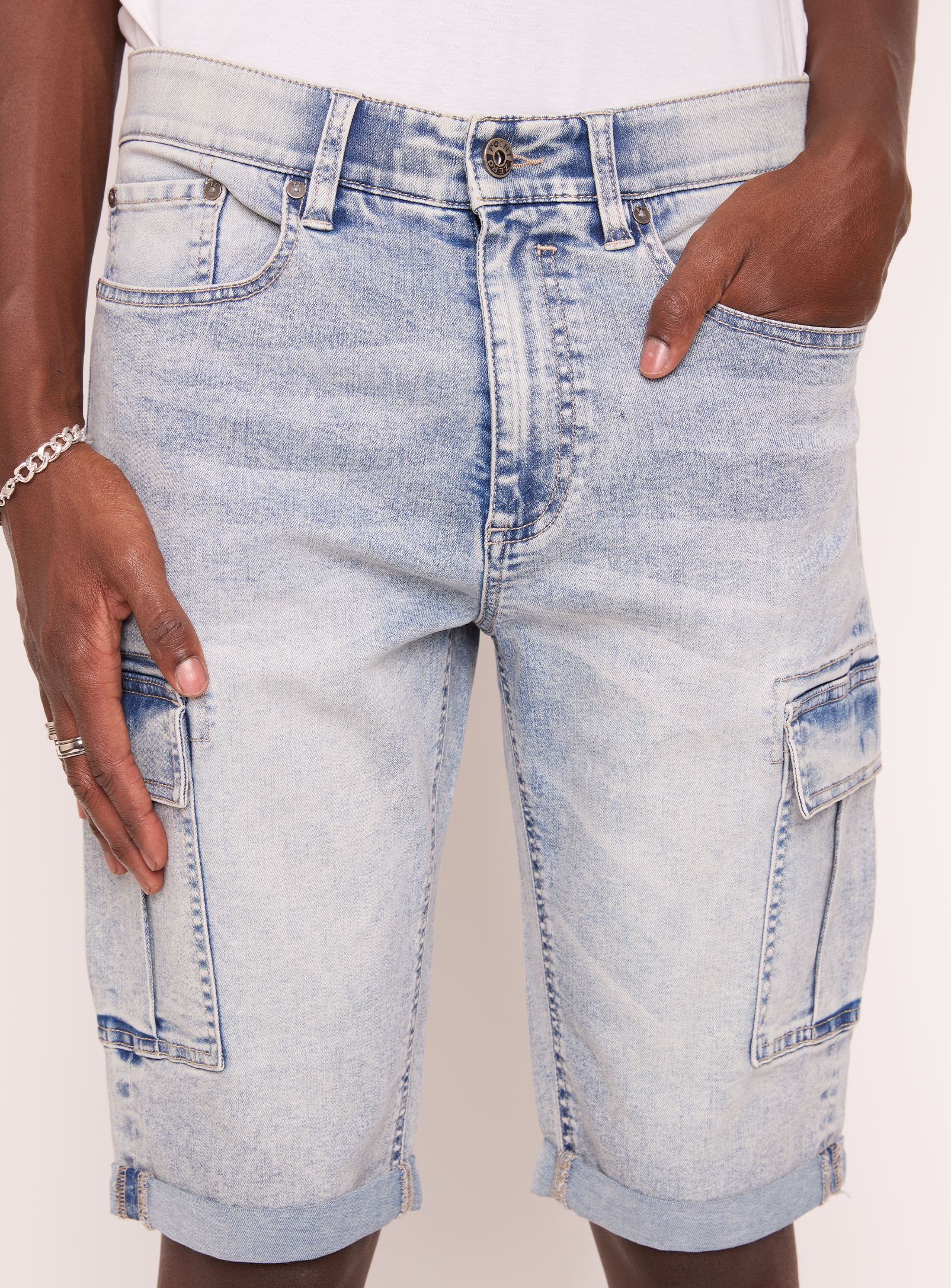 RUSSELL | 12 inch Denim Cargo Bermuda With Pockets