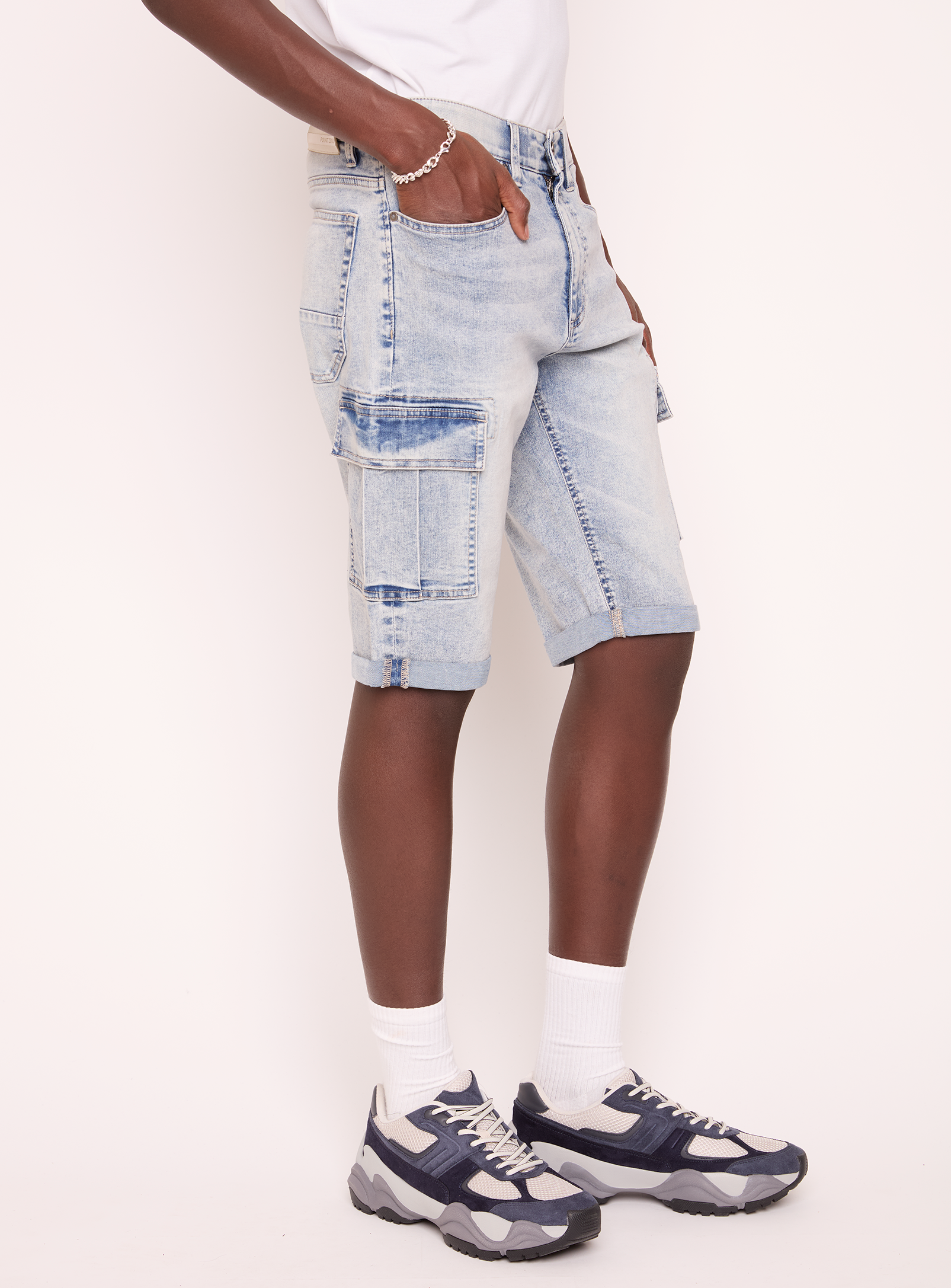 RUSSELL | 12 inch Denim Cargo Bermuda With Pockets