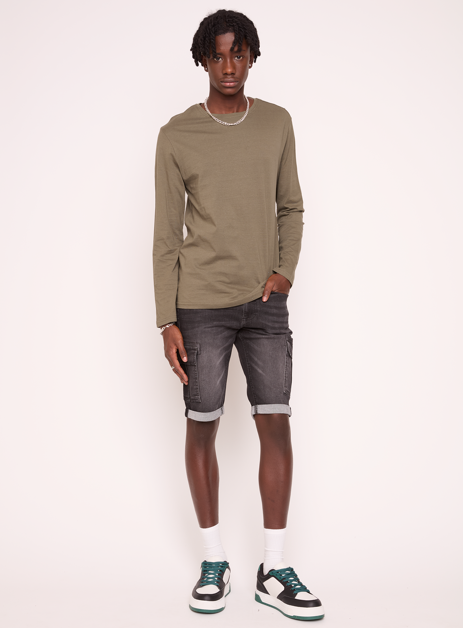 RANDY | Rolled Denim Cargo Bermuda