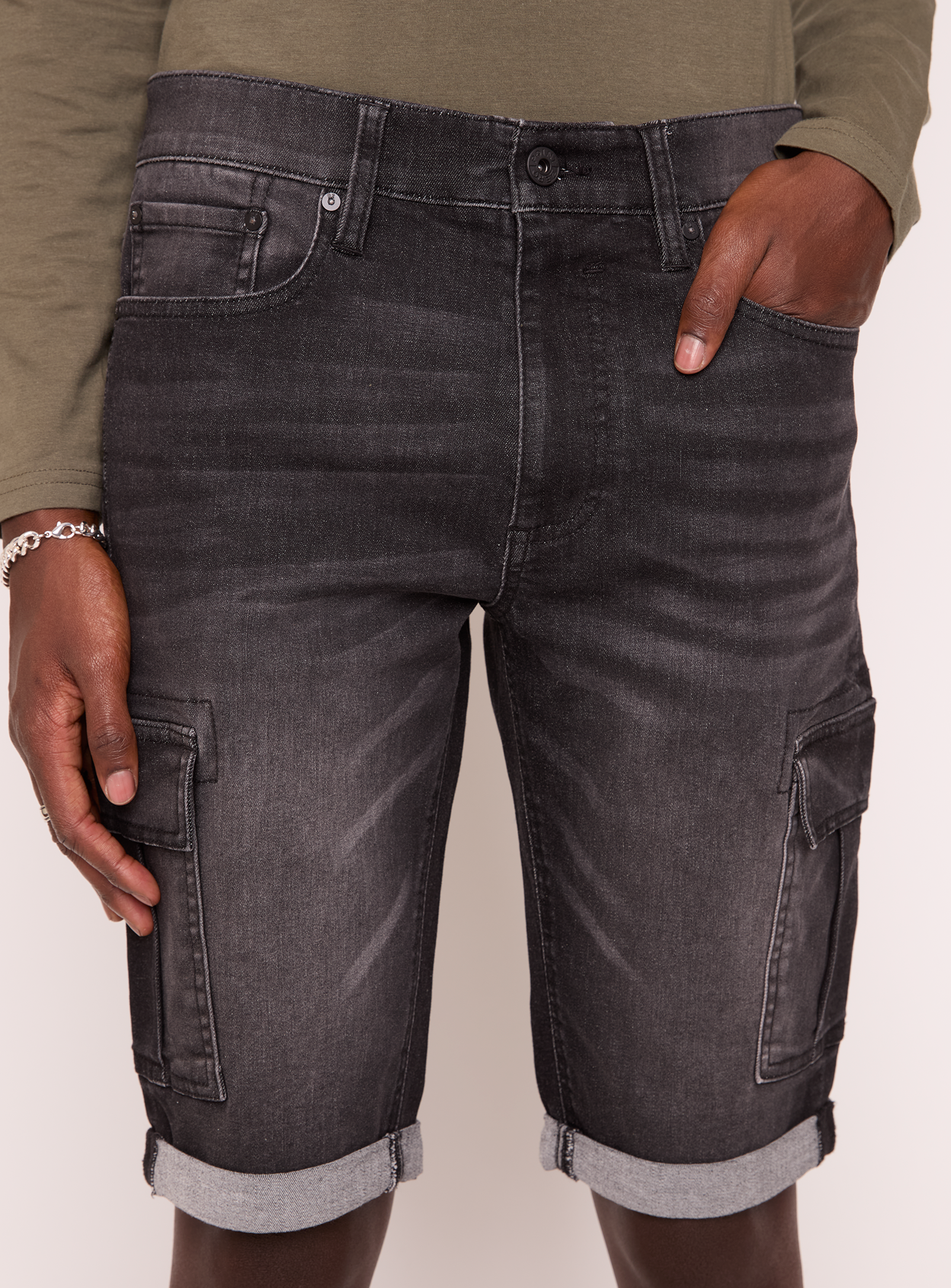 RANDY | Rolled Denim Cargo Bermuda