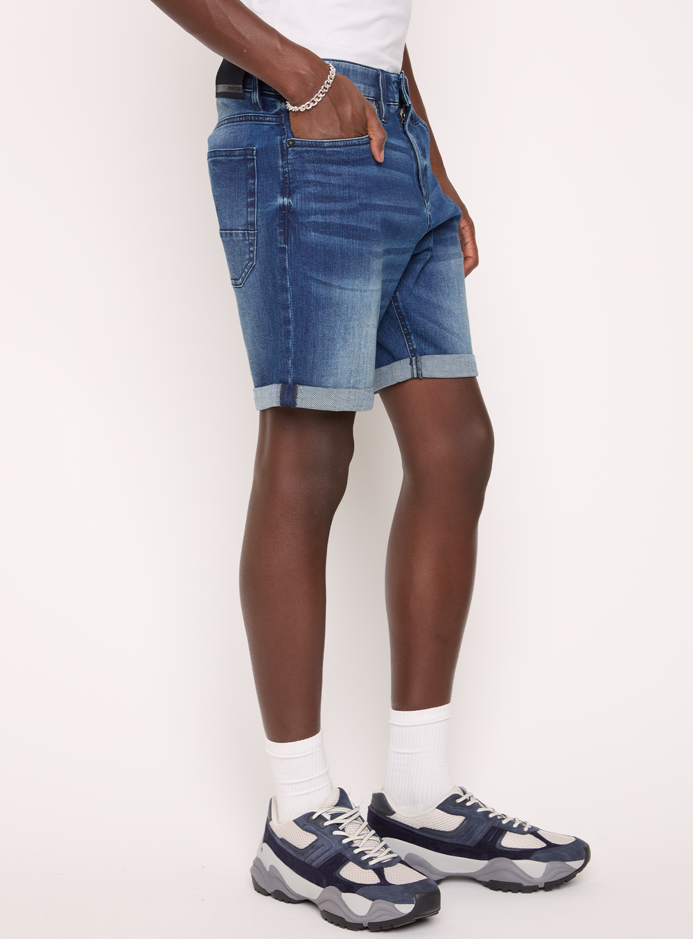 MANUEL 8 inch cuffed Denim 5 pocket Shorts Point Zero