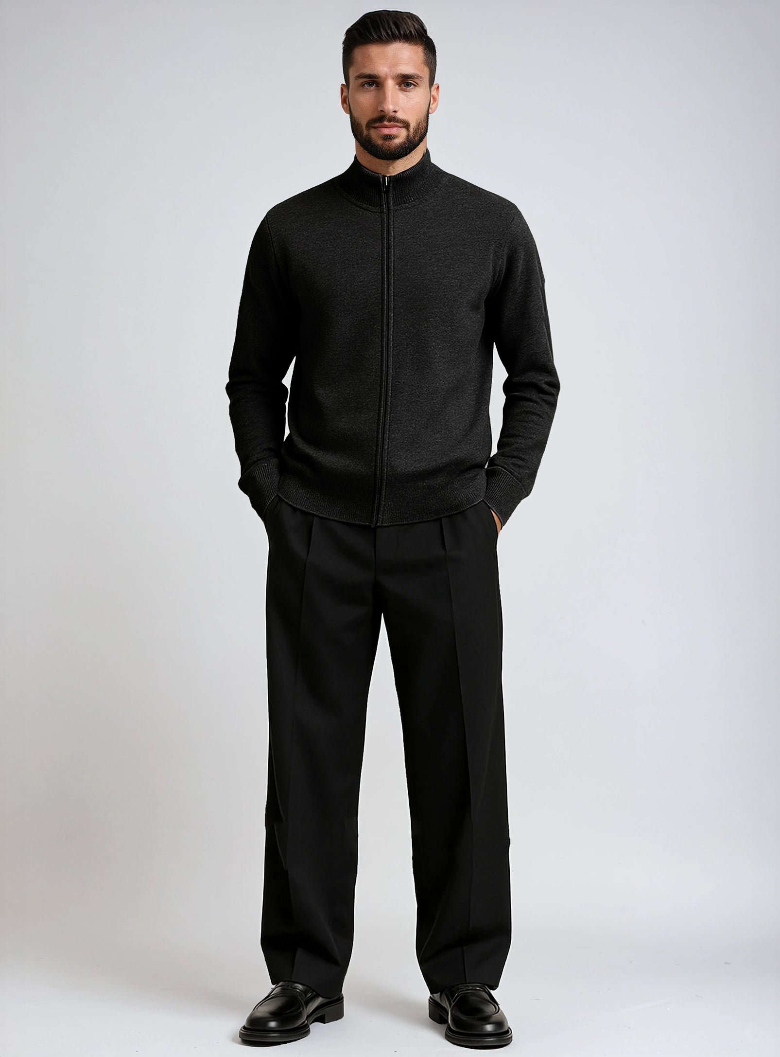 LEVON | Cashmere-Touch Full Zip Cardigan