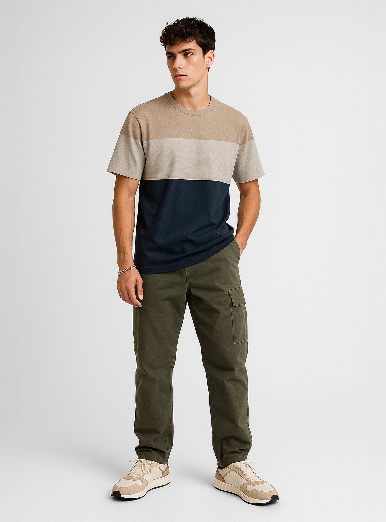 ANDON | Color Block Jacquard Crewneck T-Shirt