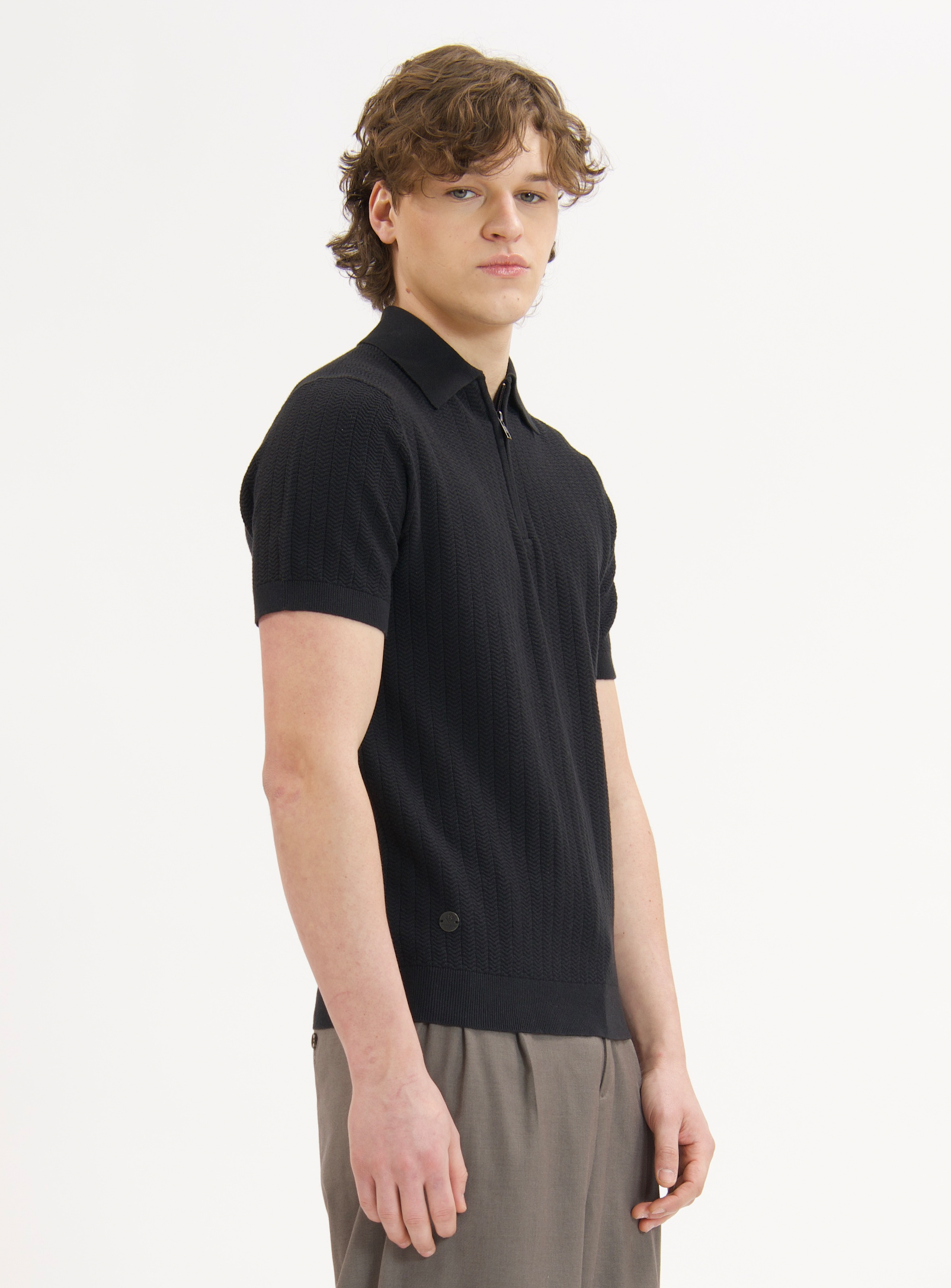 NILO | Textured Cotton Blend Knit Polo