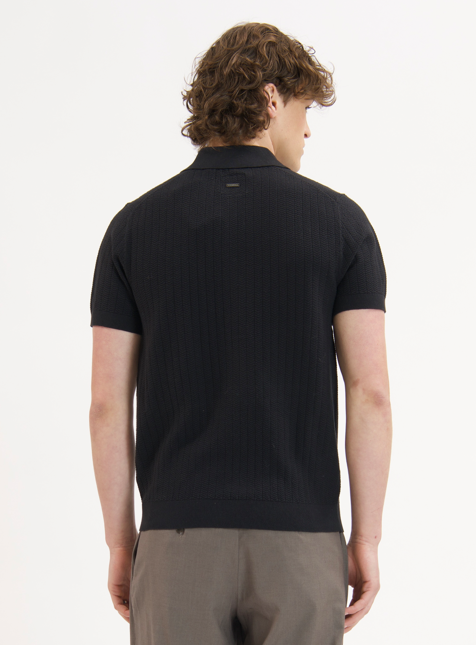 NILO | Textured Cotton Blend Knit Polo
