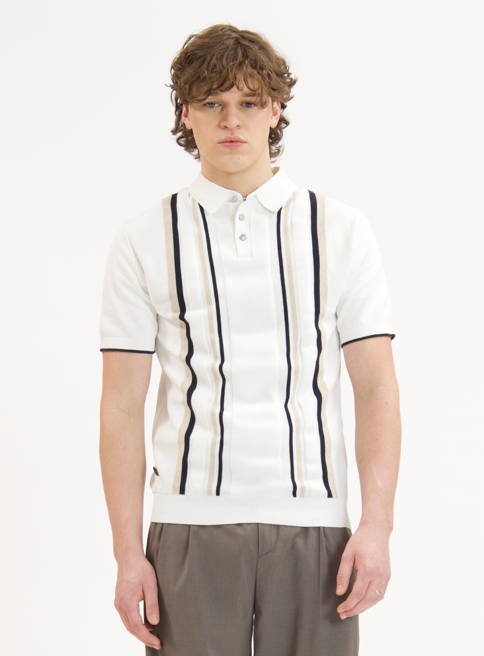 SILO | Vertical Stripe Knit Polo