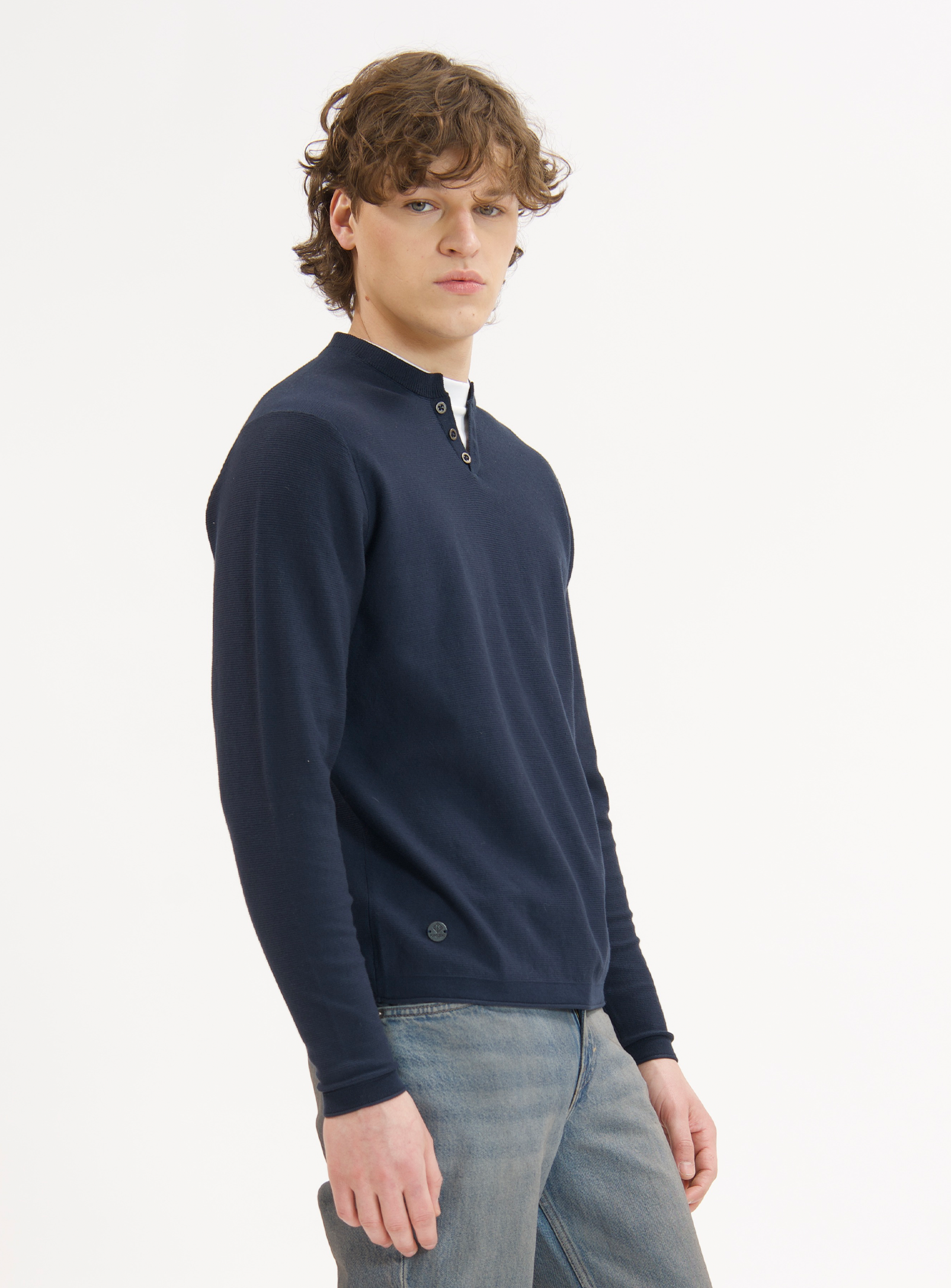 REID | Henley Cotton Blend Long-Sleeve Sweater