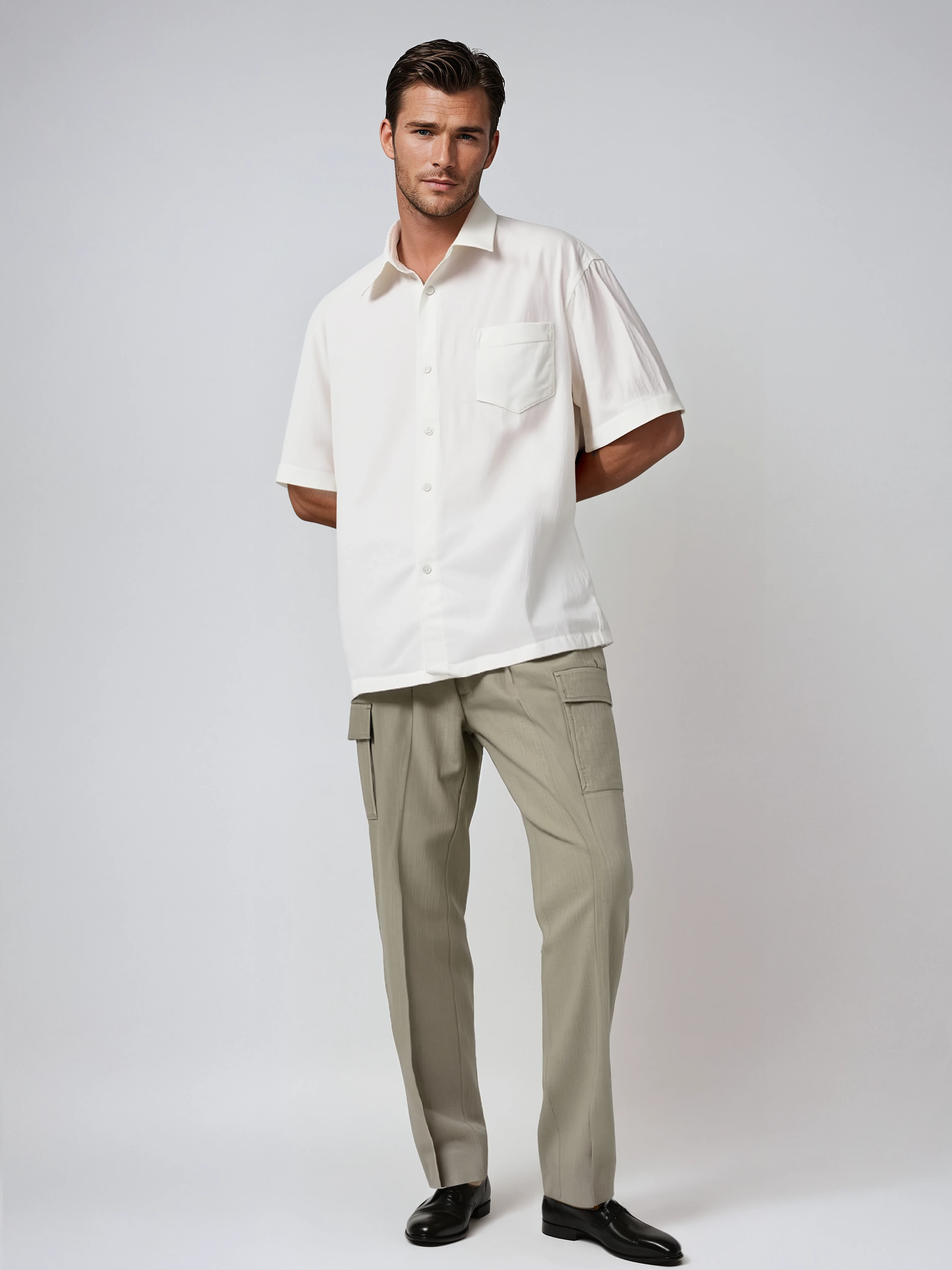 HARVEY | Chino Cargo Pants With Elastic Waistband And Drawcord