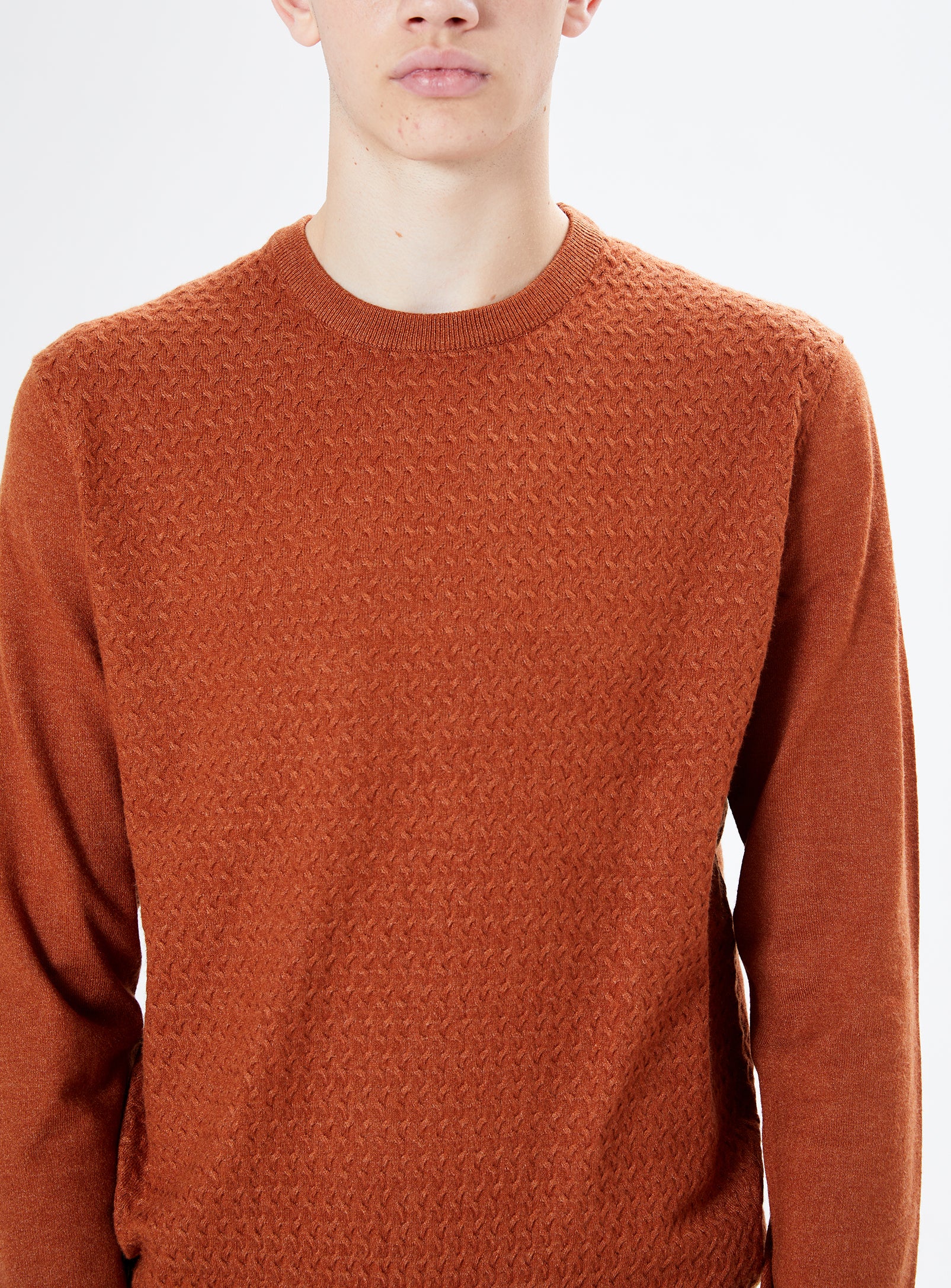 CASEL | Cashmere-Touch Textured Crew Neck Sweater