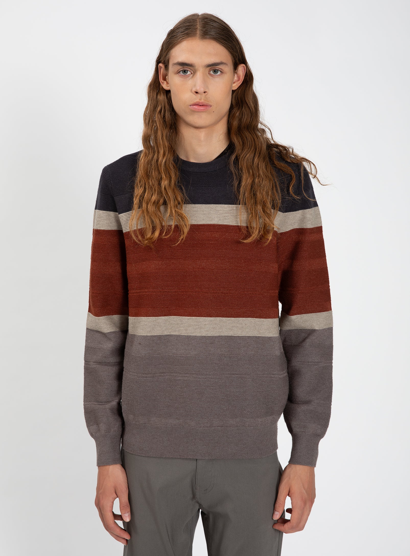 CAIRO | Cashmere-Touch Fine Gauge Striped Crewneck Sweater