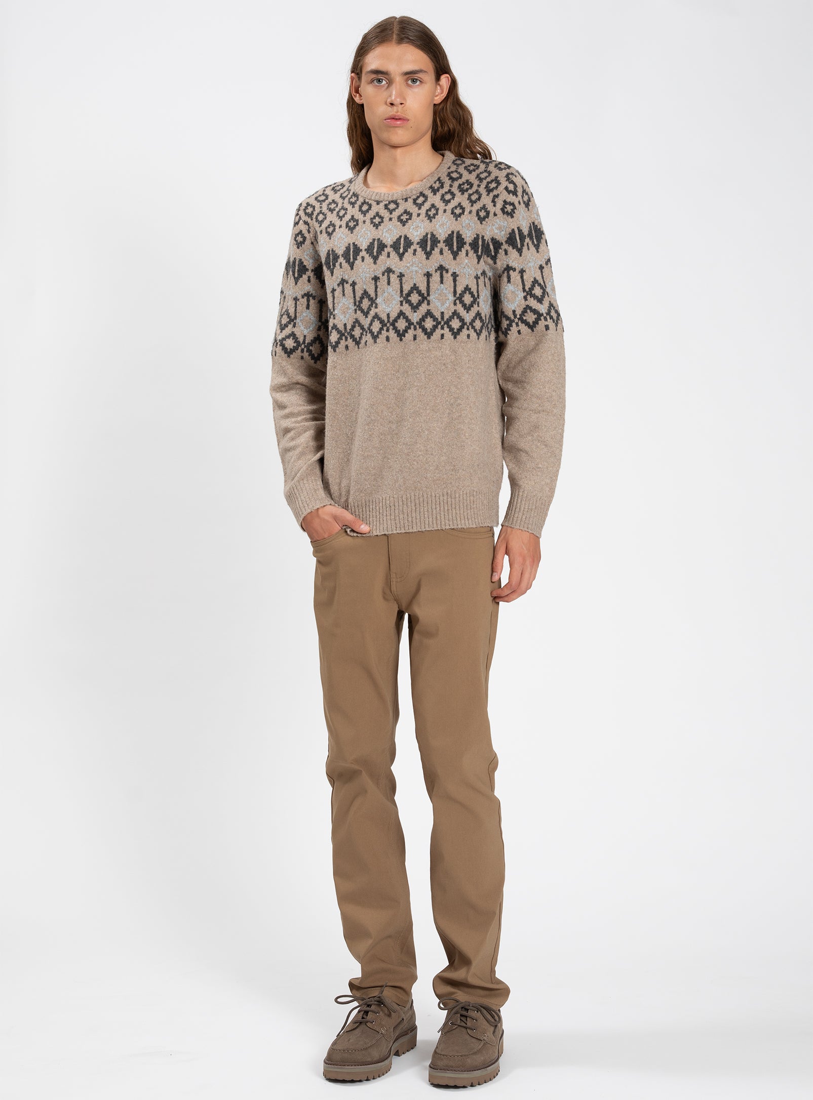 TRISTAN | Soufflé Yarn Jacquard Crewneck Sweater