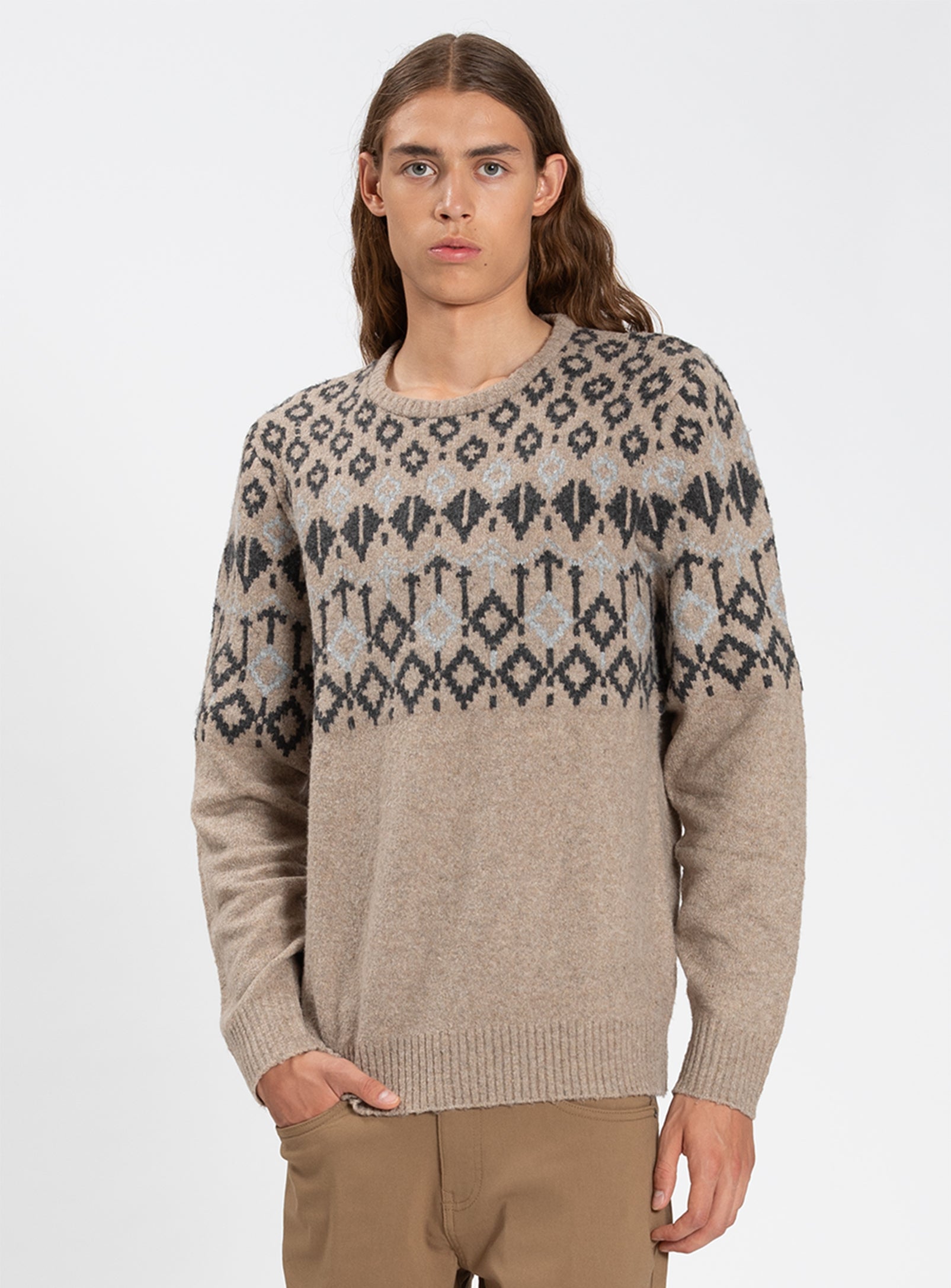 TRISTAN | Soufflé Yarn Jacquard Crewneck Sweater