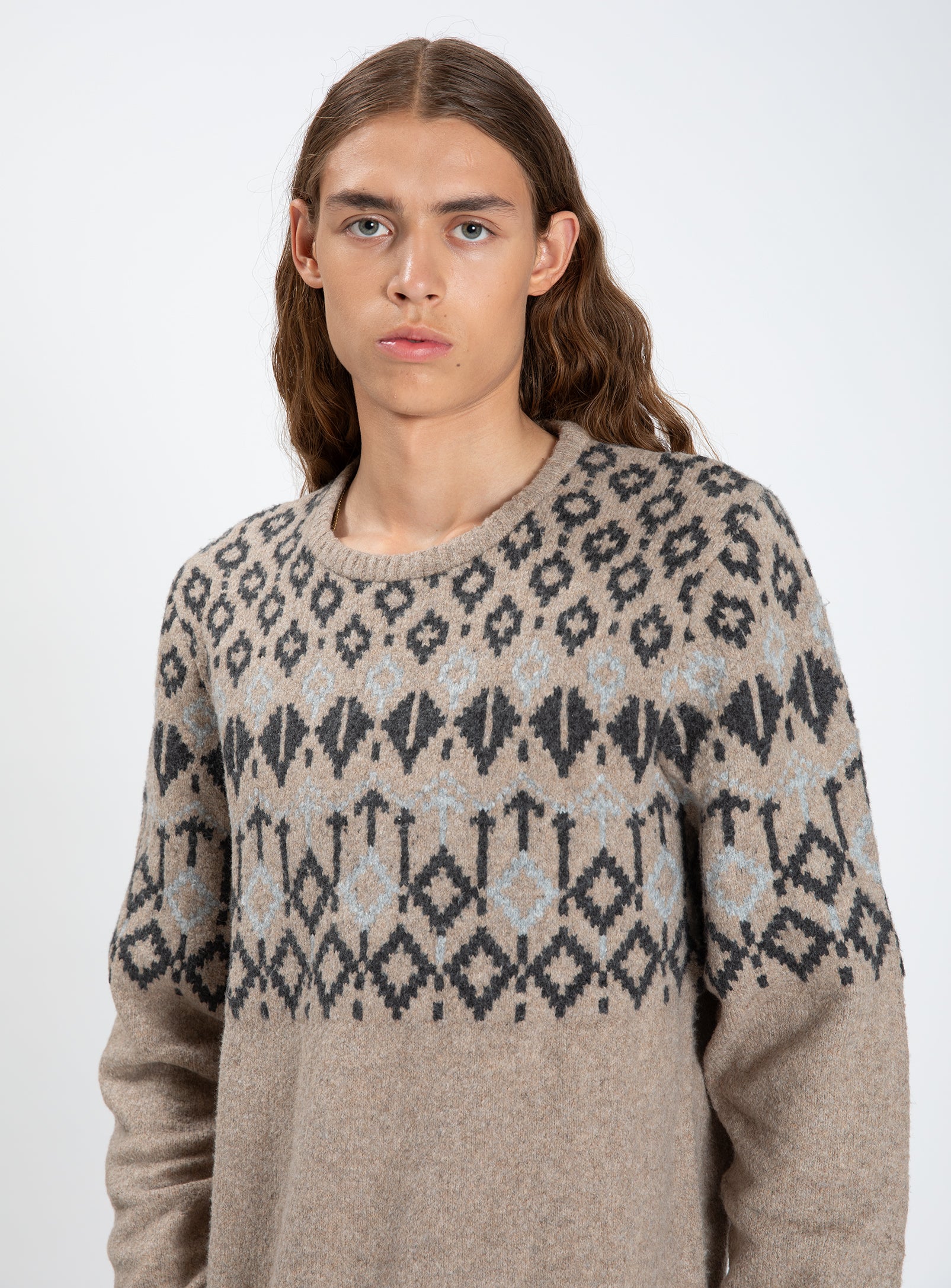 TRISTAN | Soufflé Yarn Jacquard Crewneck Sweater