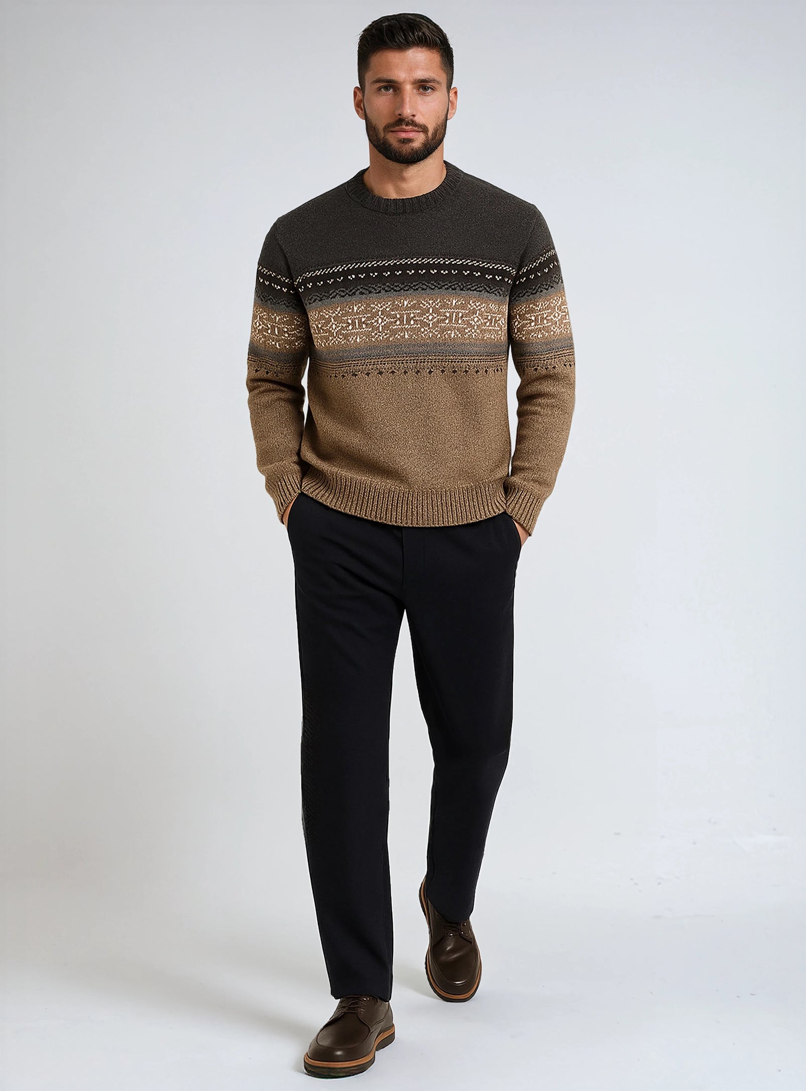 COOPER | Crew Neck Jacquard Sweater