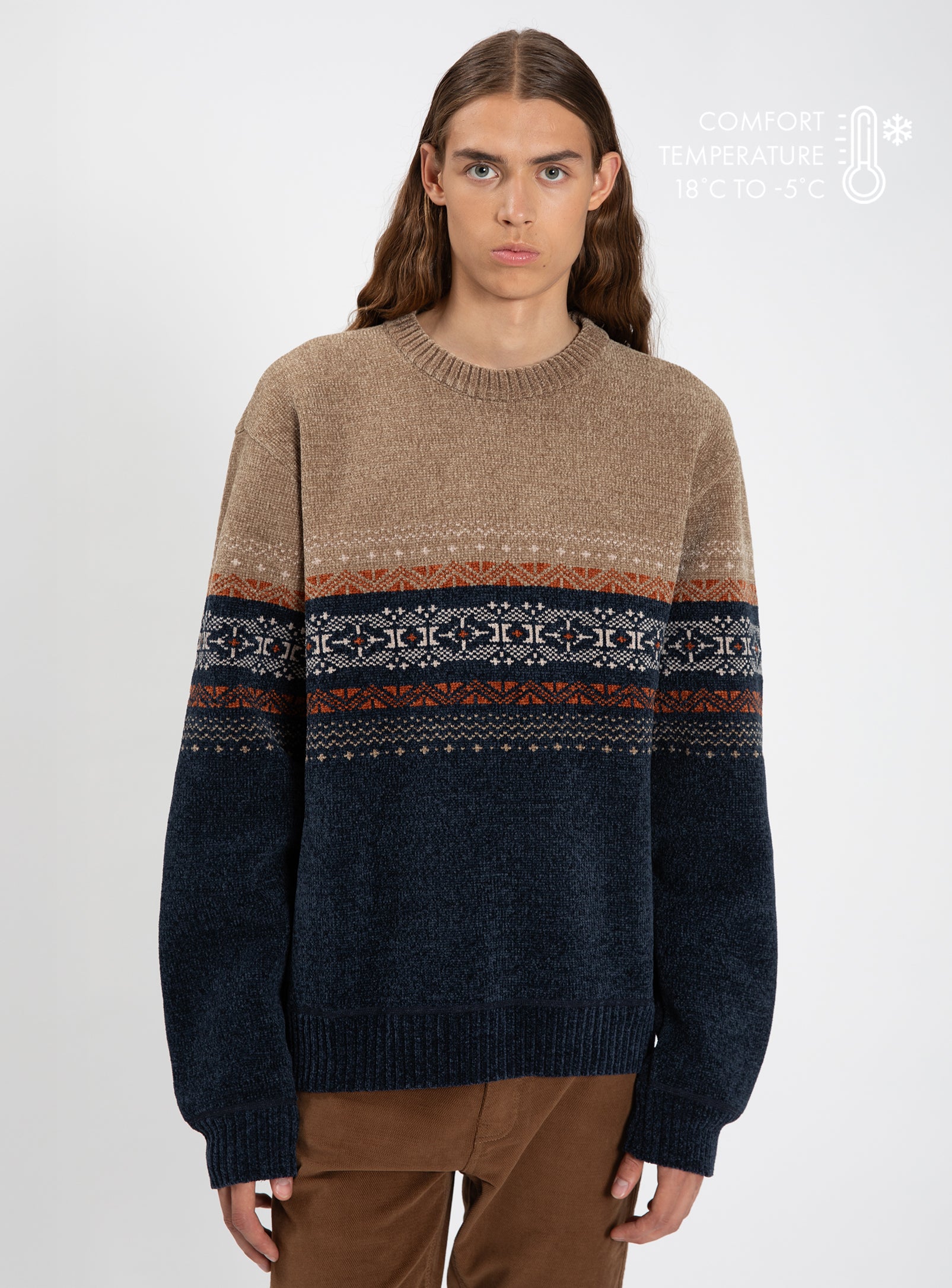 COOPER | Bonded Chenille Jacquard Micro-Fleece Crewneck Sweater