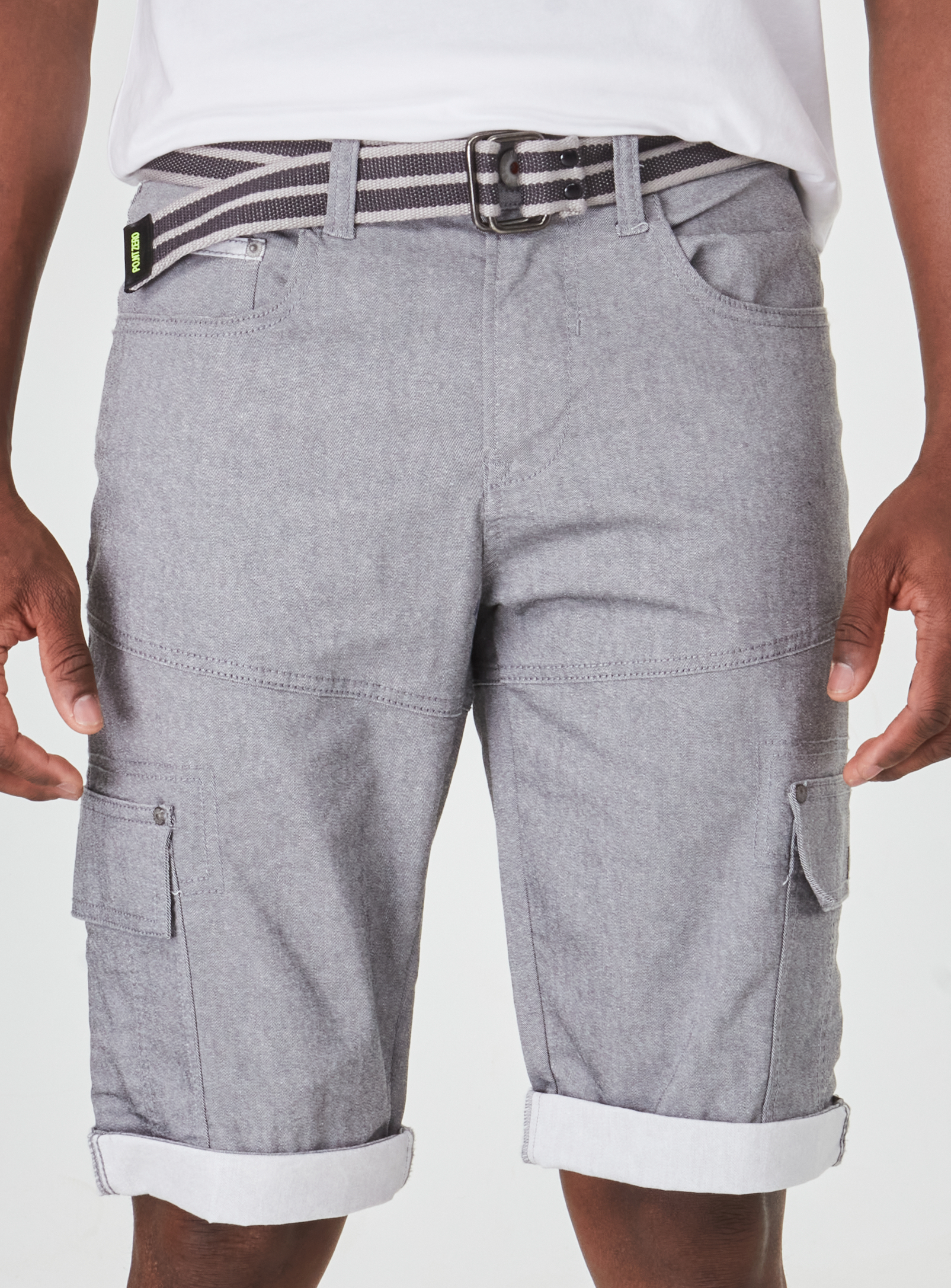 TOLGA | 2-TONE STRETCH DENIM CAPRI WITH BELT