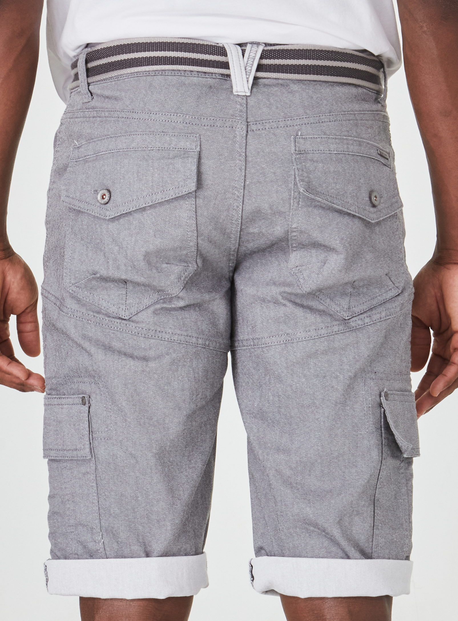 TOLGA | 2-TONE STRETCH DENIM CAPRI WITH BELT