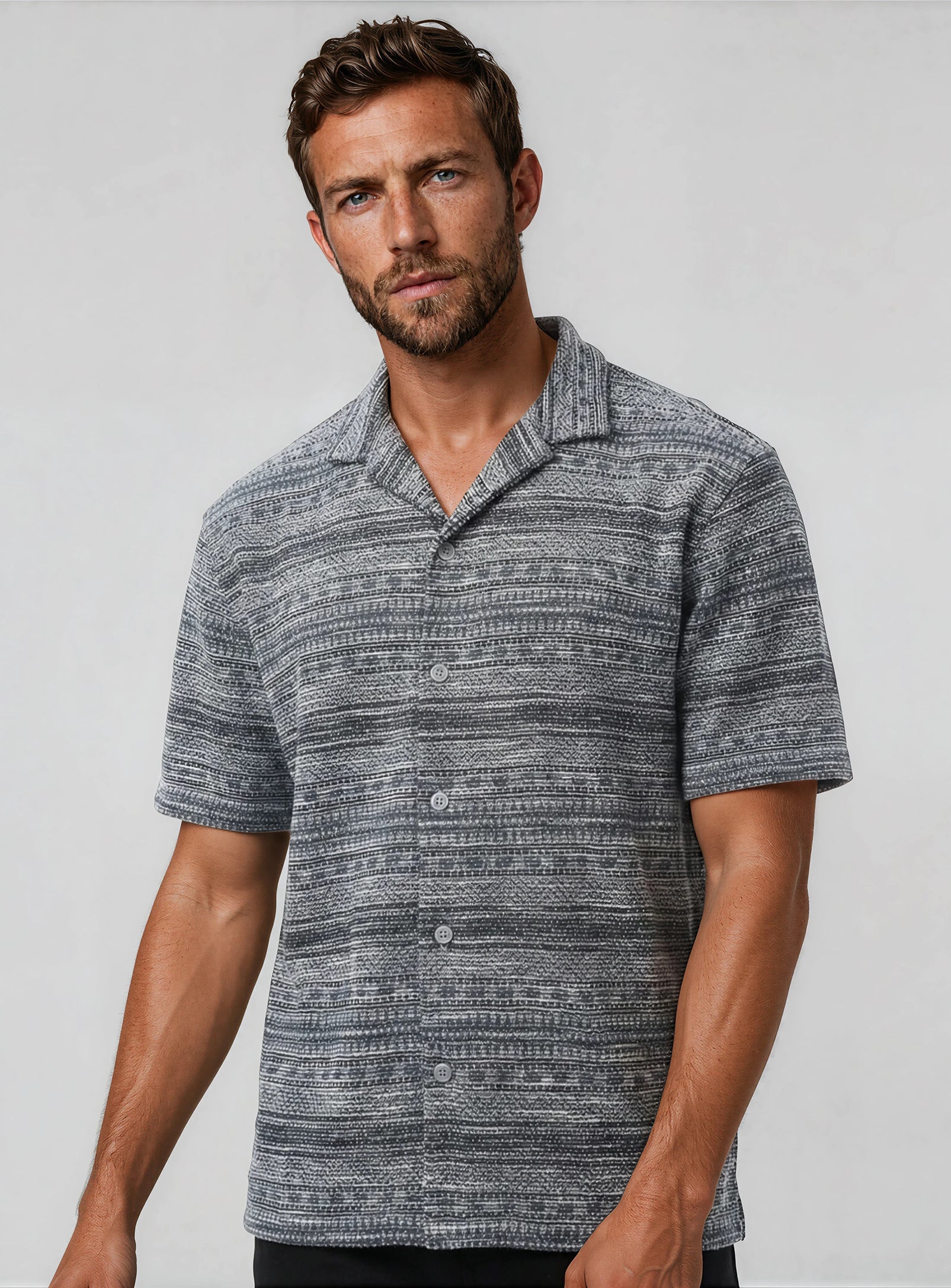 PAUL | Textured Knit Cuban Collar Shirt