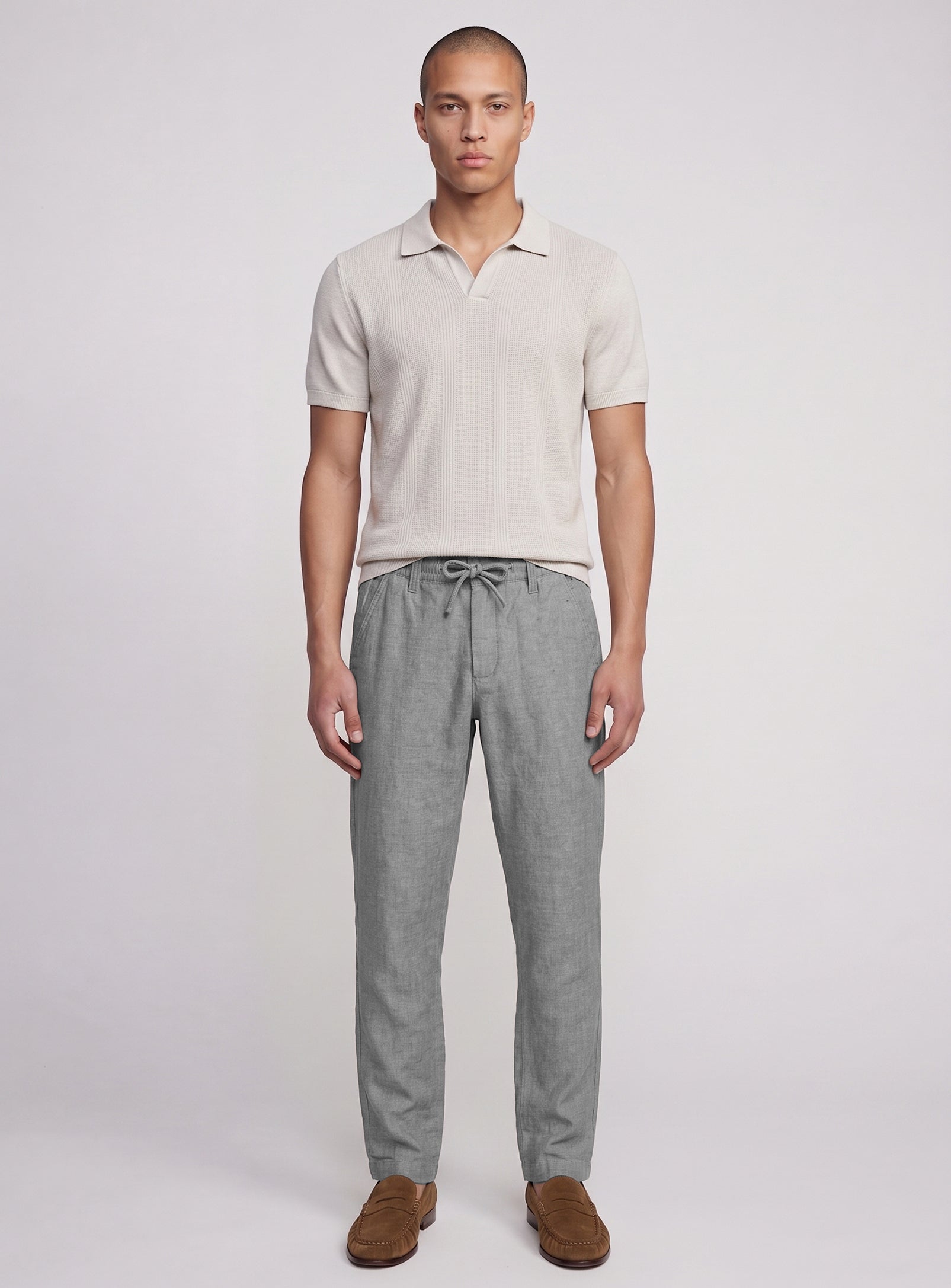 LINEKER | Linen Pants With Elastic Waistband