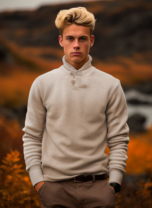 DAVI  Shawl collar sweater – Point Zero