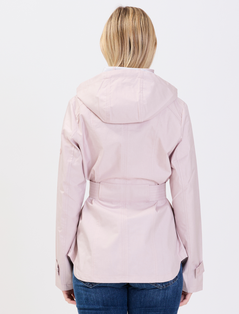 Belted rain jacket shop