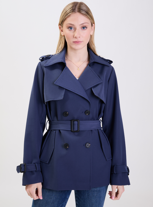 Navy blue double breasted trench coat best sale