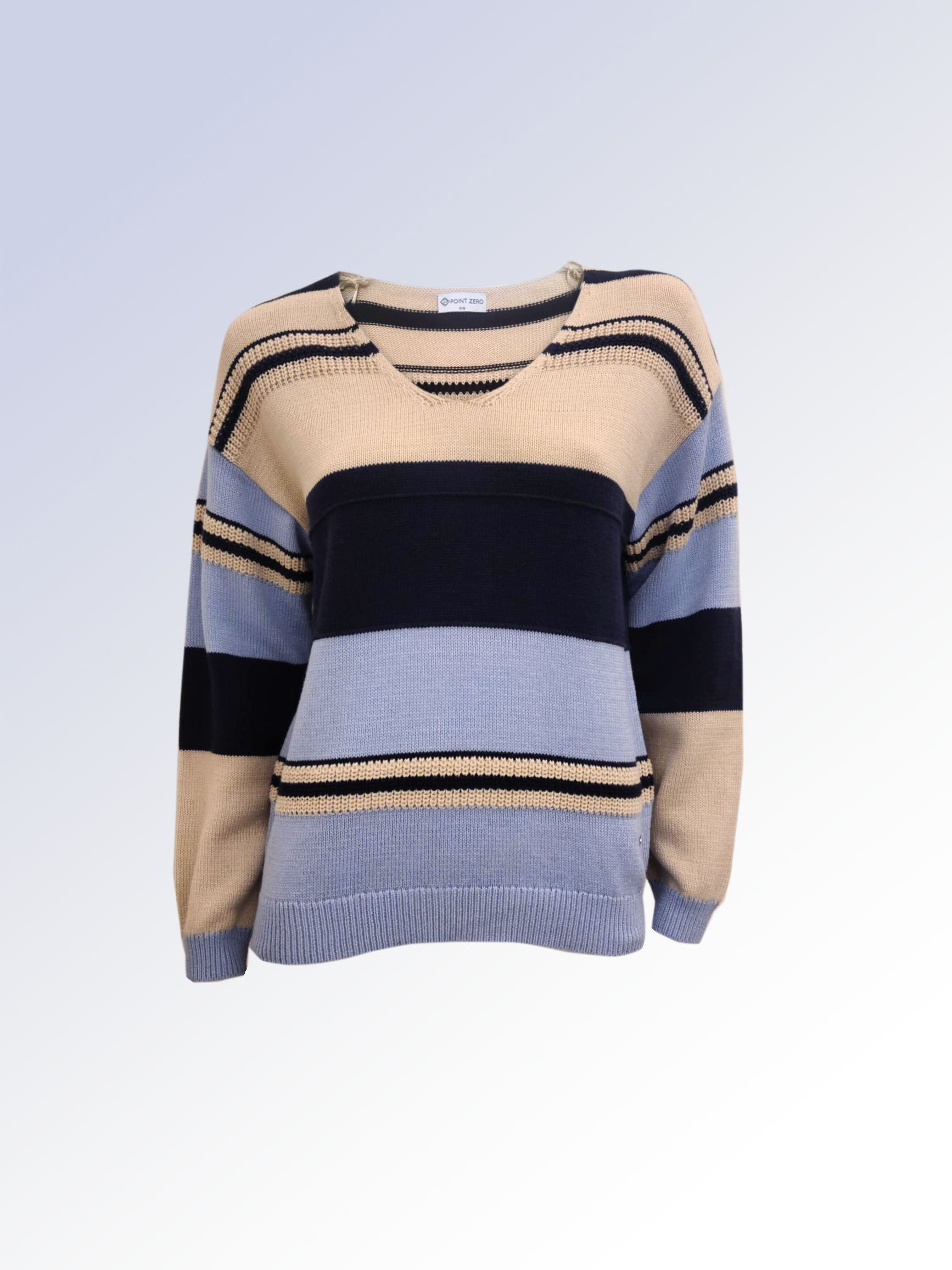 LIORA | V-NECK STRIPE SWEATER