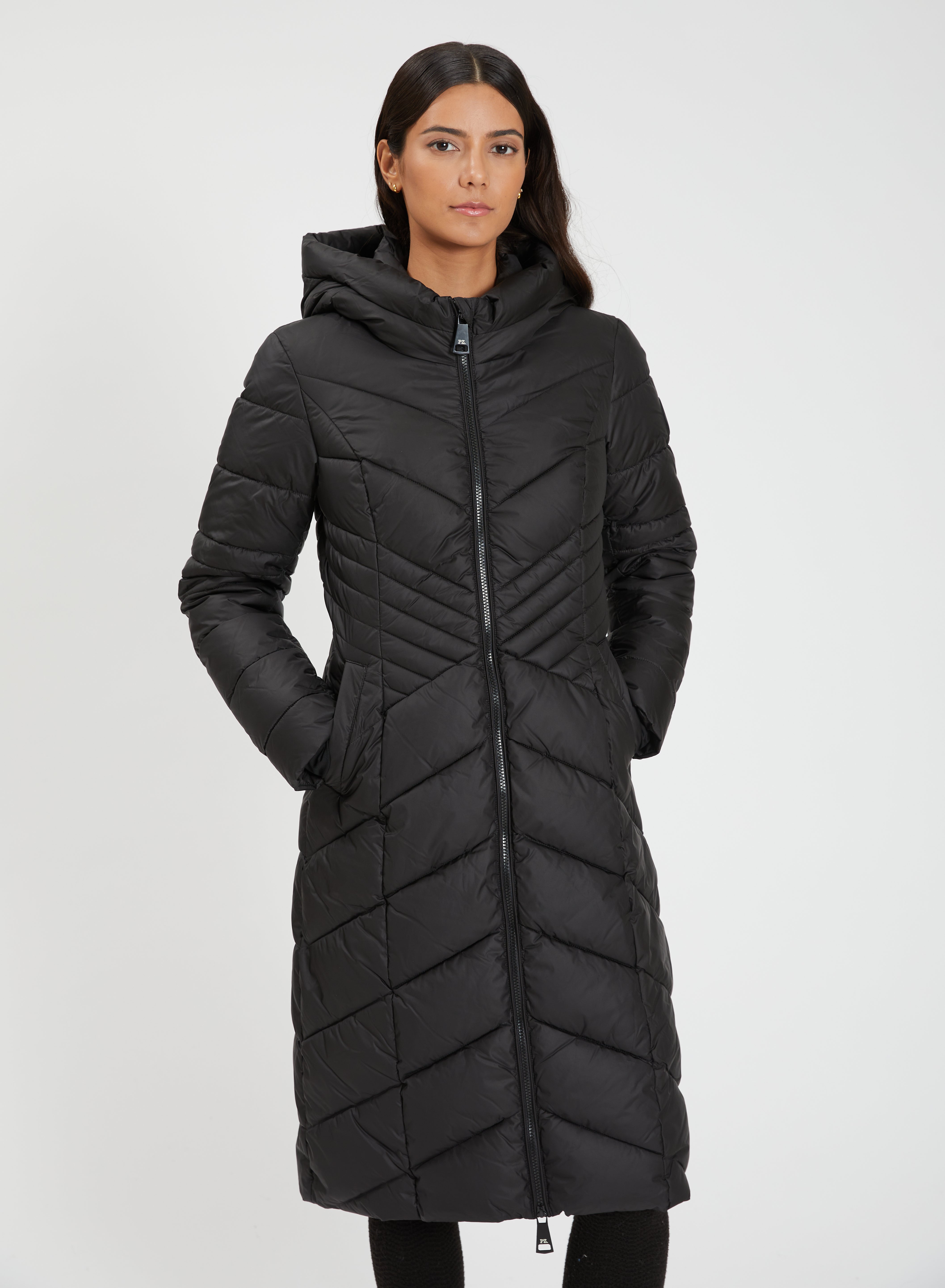 VALENTINA | Star-Stitch Chic Long Puffer Jacket