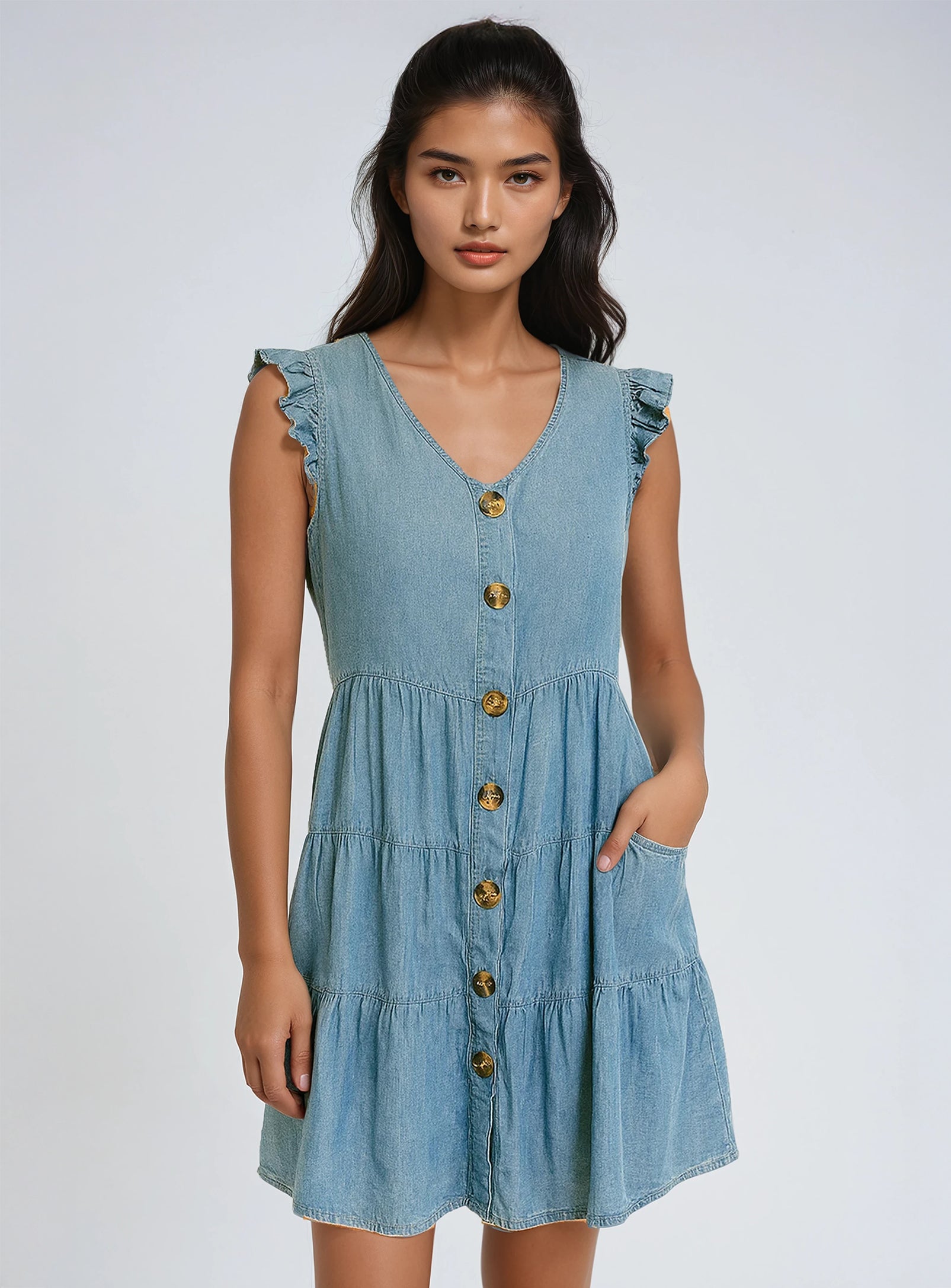 STELLA | Robe Sans Manches À Bouton