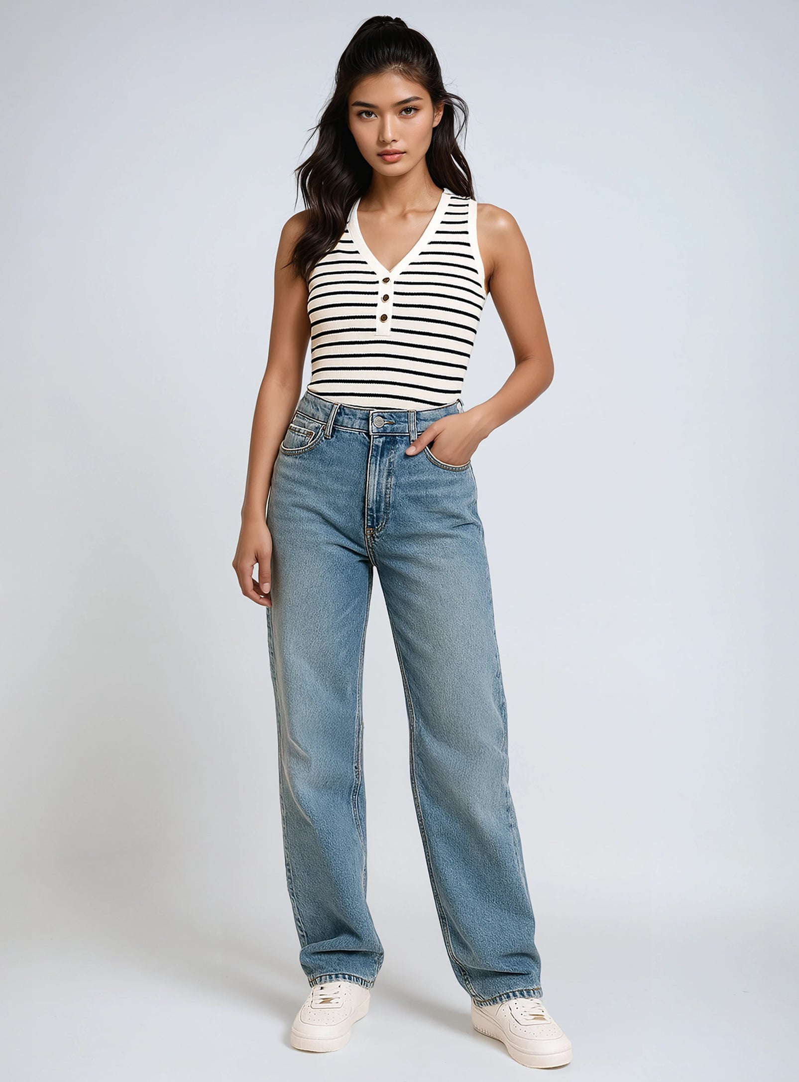 JULIA | Débardeur À Rayures Encol