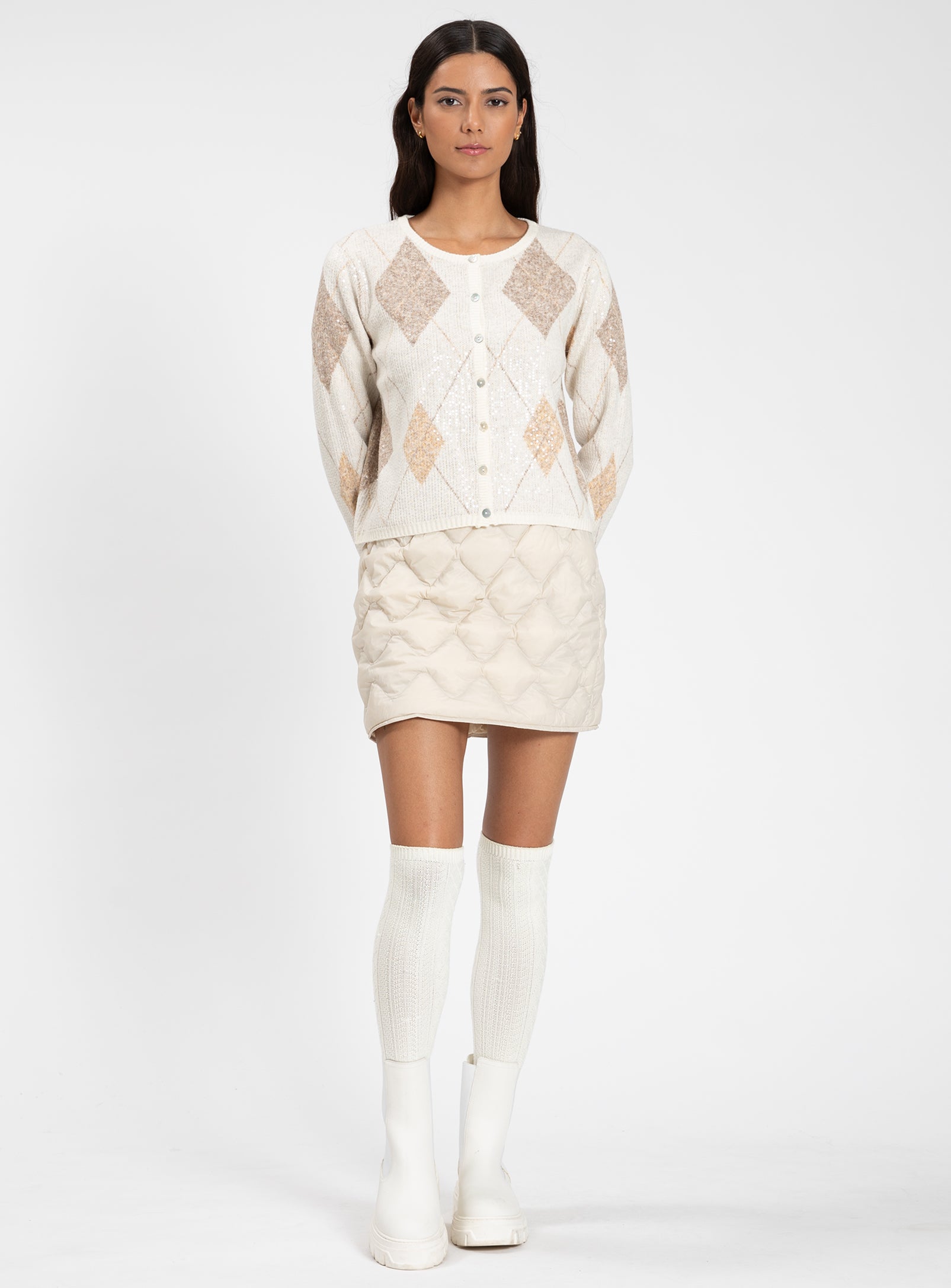 YULIA | Diamond Pattern Cardigan