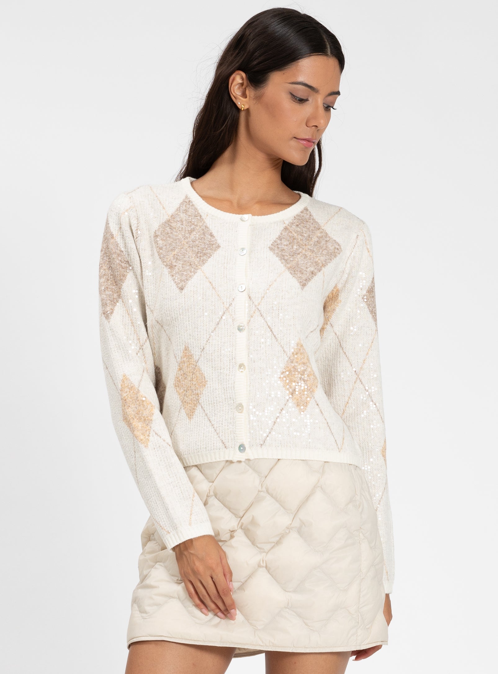 YULIA | Diamond Pattern Cardigan