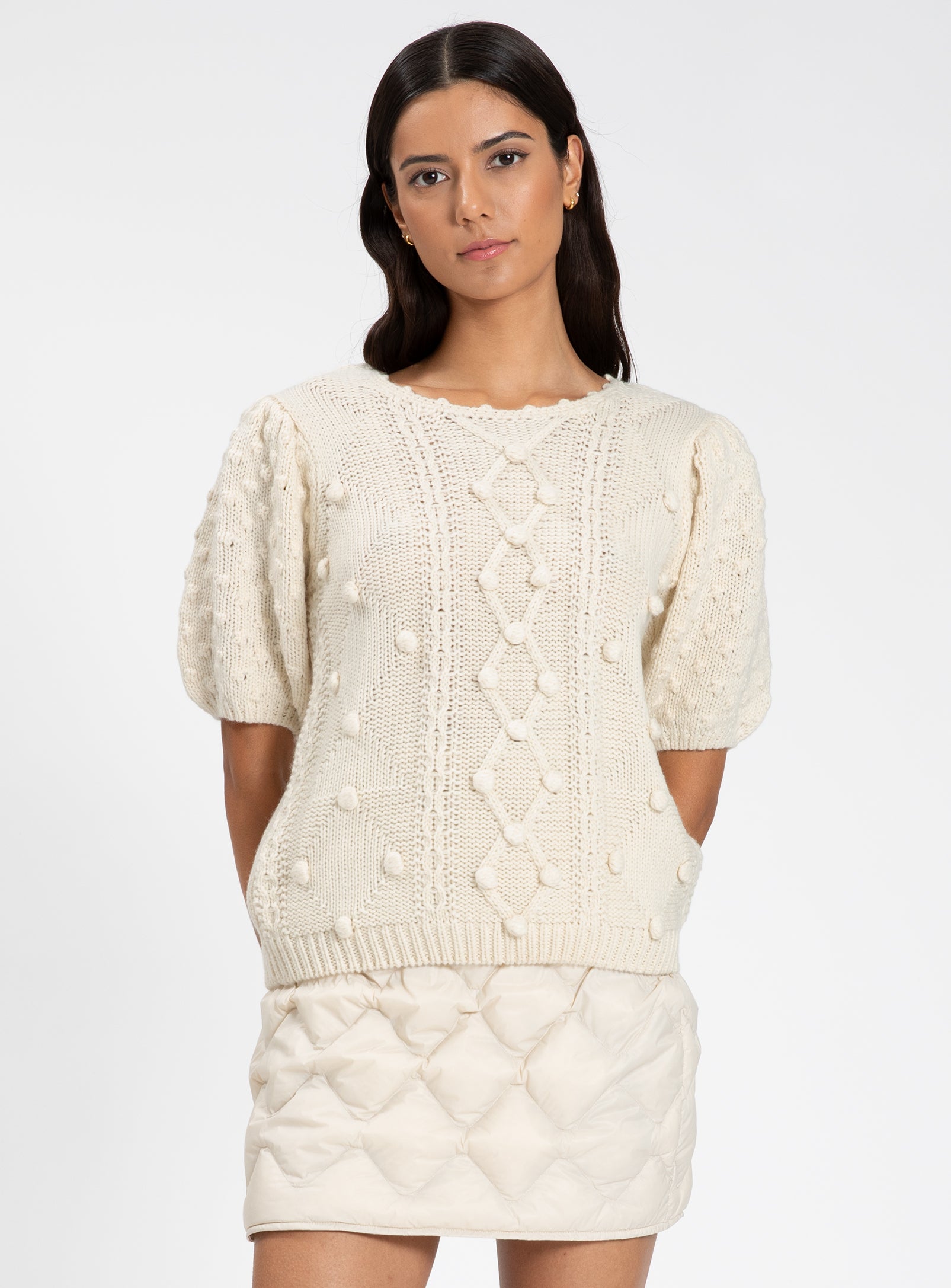 BINTA | Short-Sleeve Bobble Knit Sweater