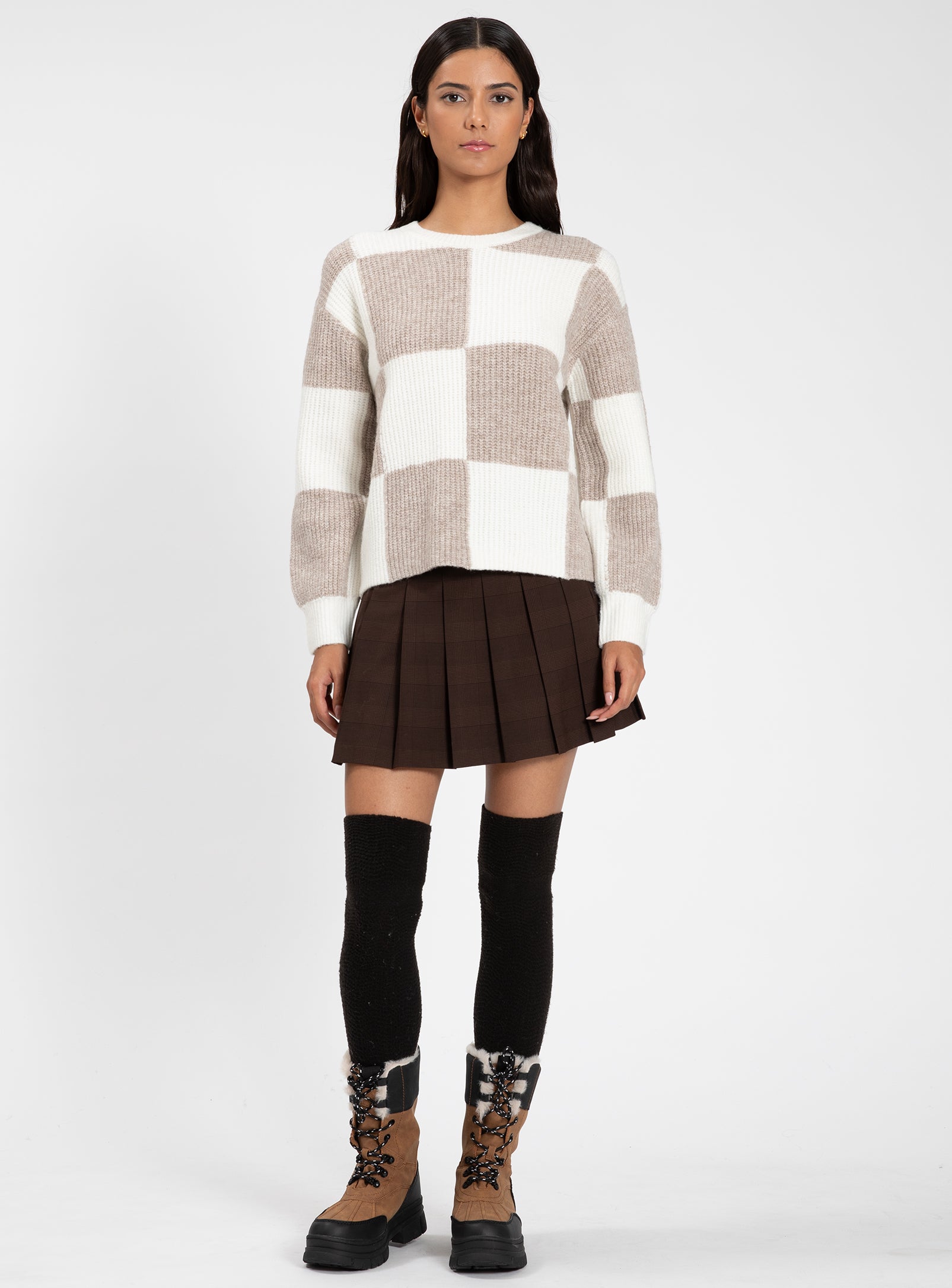 IMANI | Checkerboard Knit Sweater