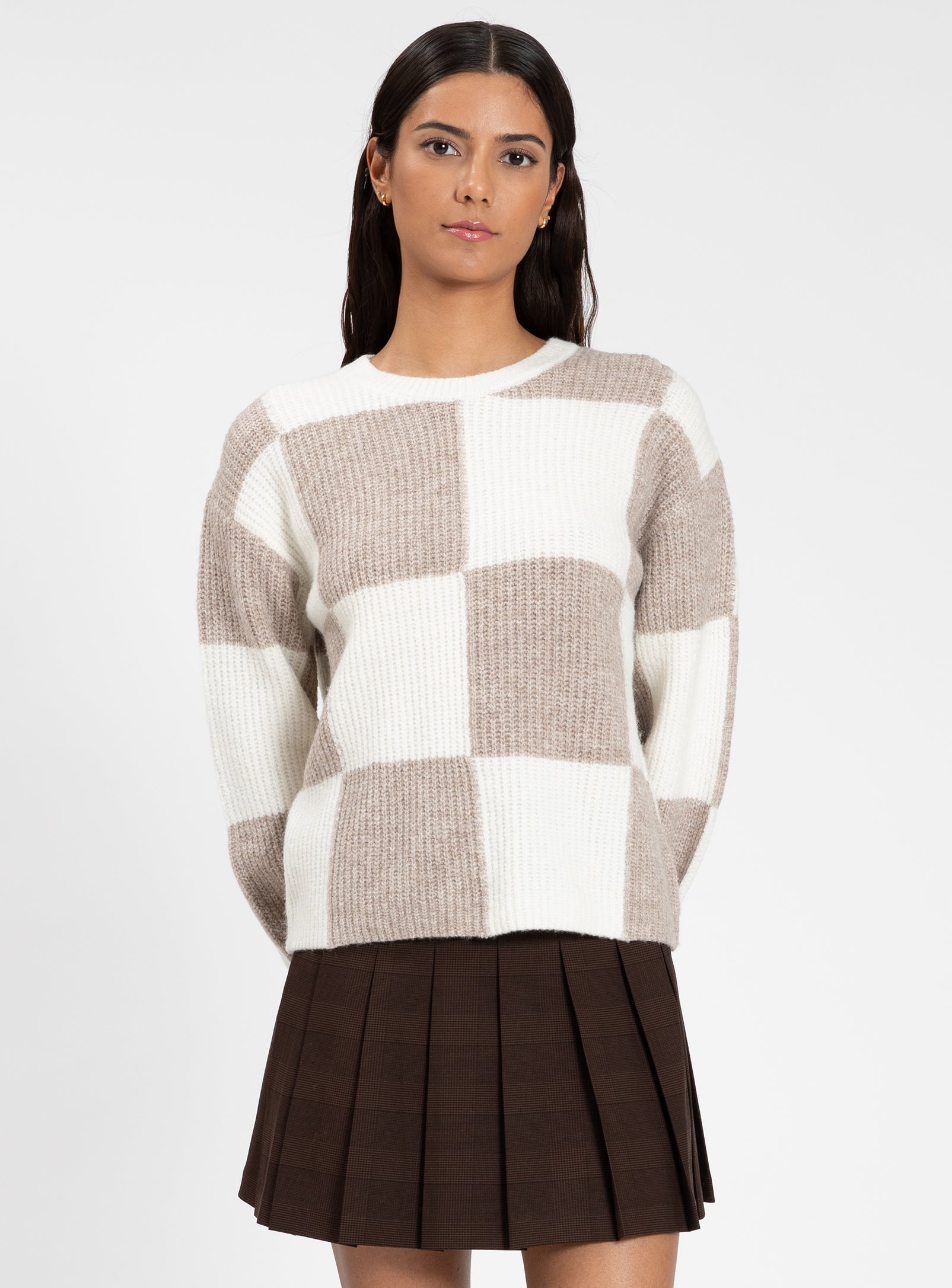 IMANI | Checkerboard Knit Sweater