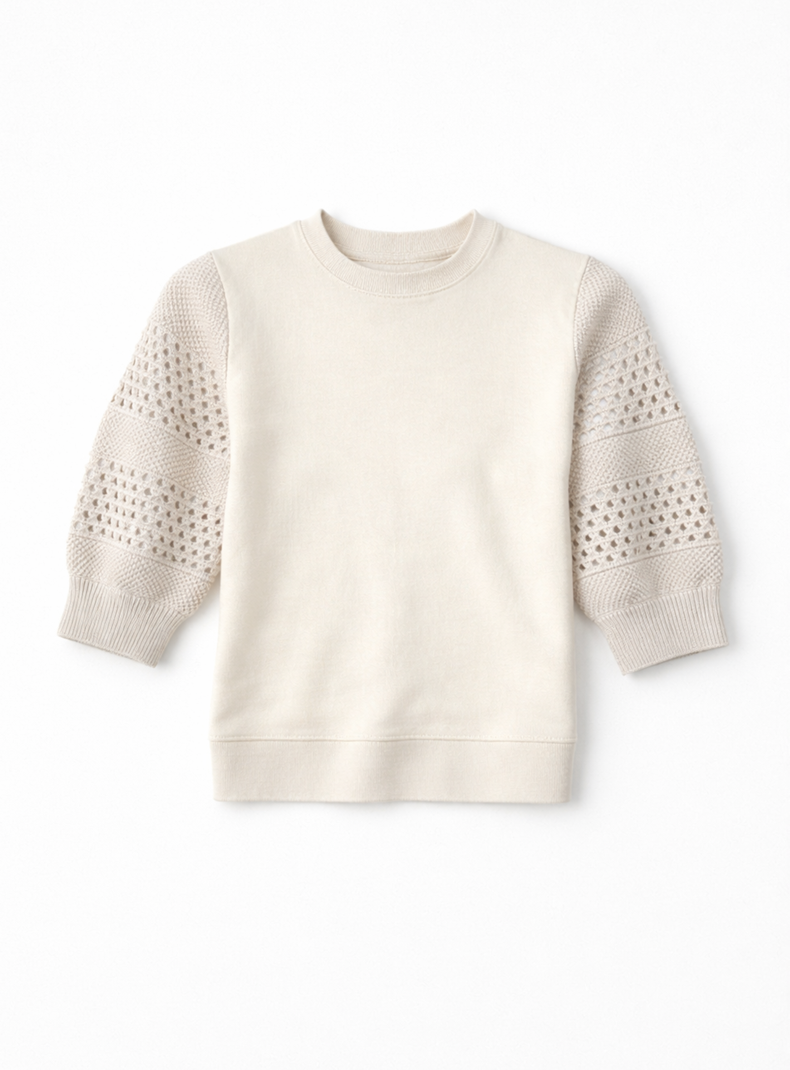MARIE | Knit Top with Crochet Puff Sleeves