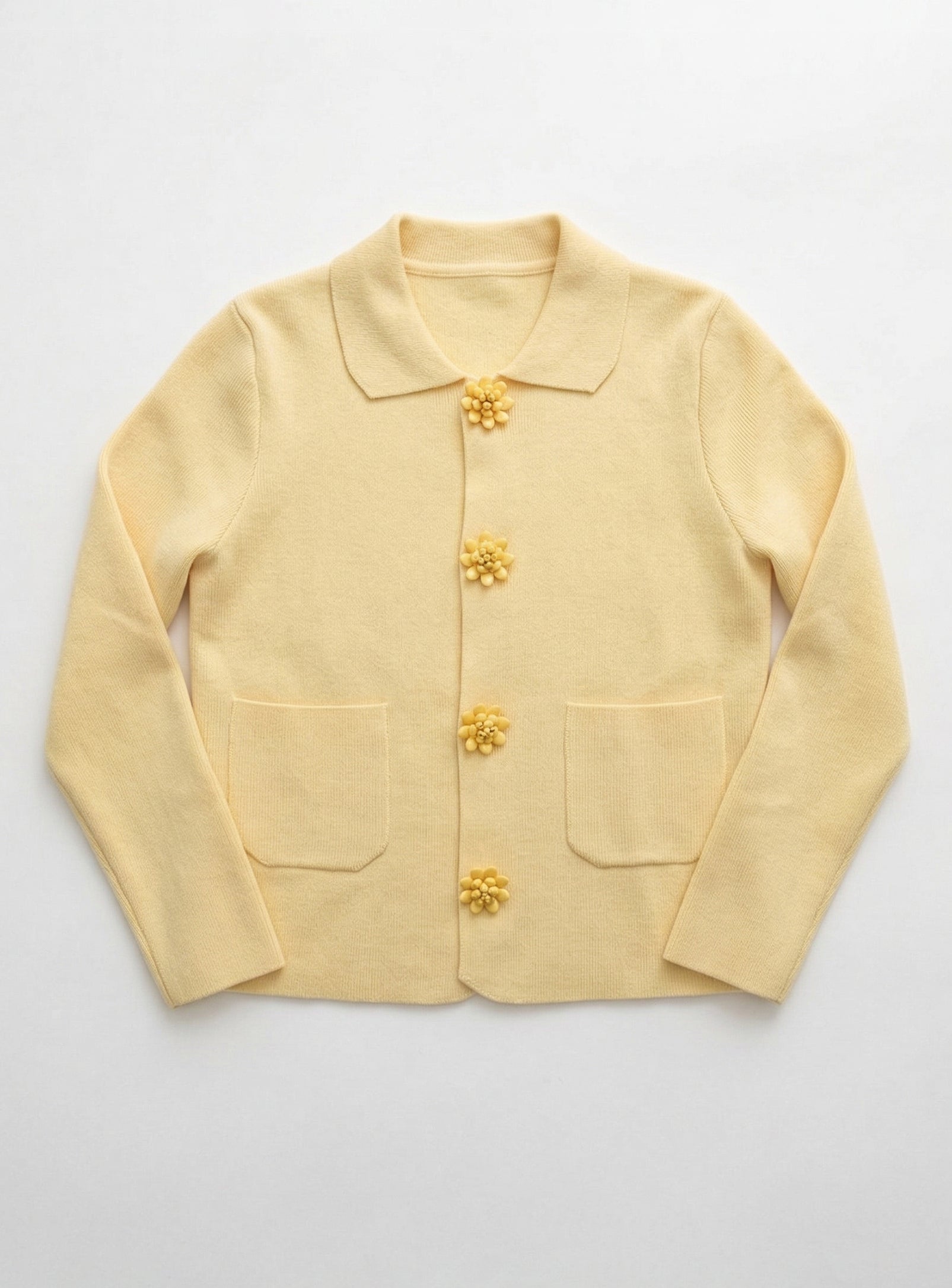 AGATHE | Knit Cardigan with Flower-Shaped Buttons